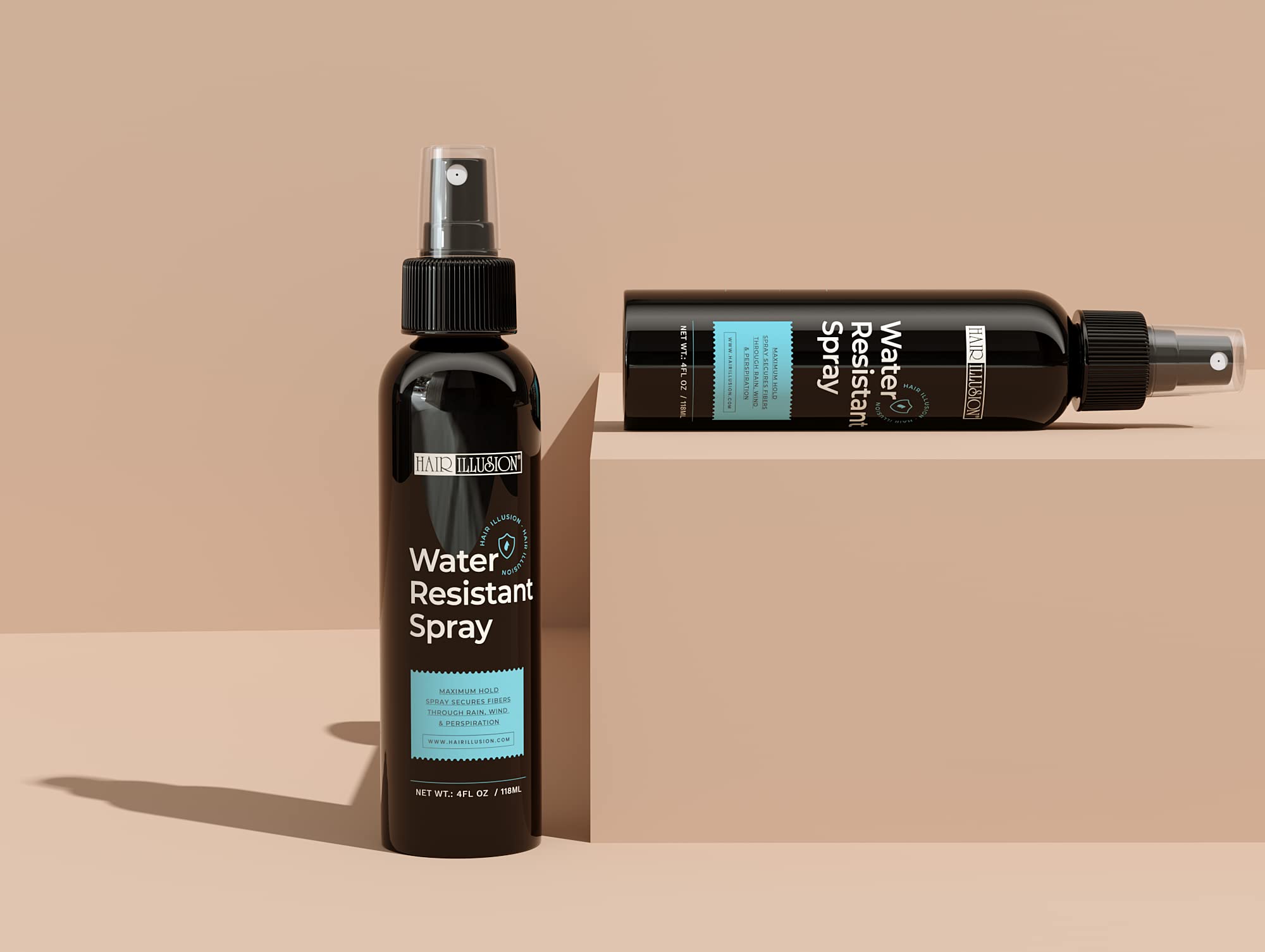 Hair Illusion running water test label shows durable performance