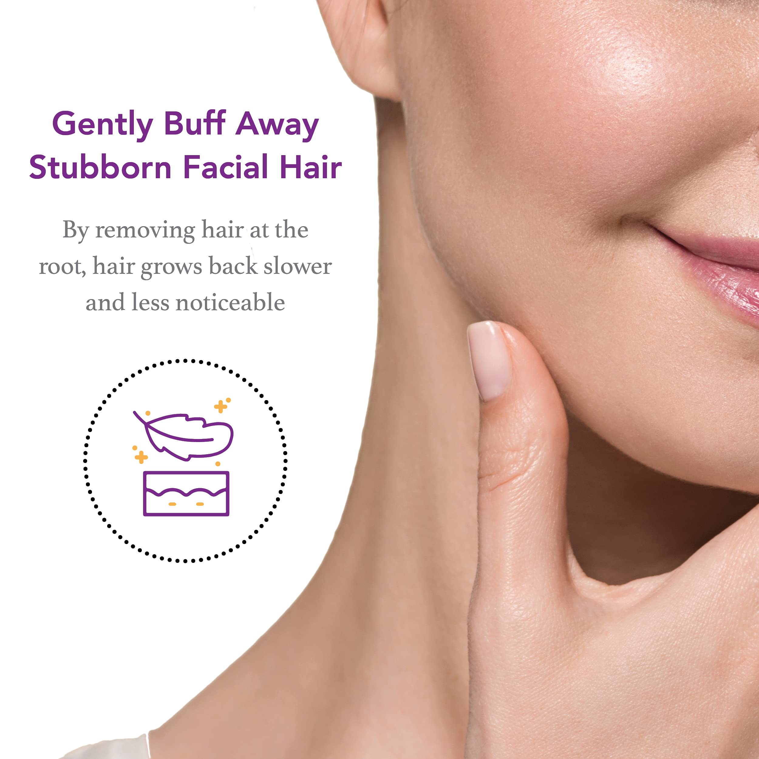 Hair Off Facial Buffer: application sur le menton, les lèvres et les joues pour poils réduits