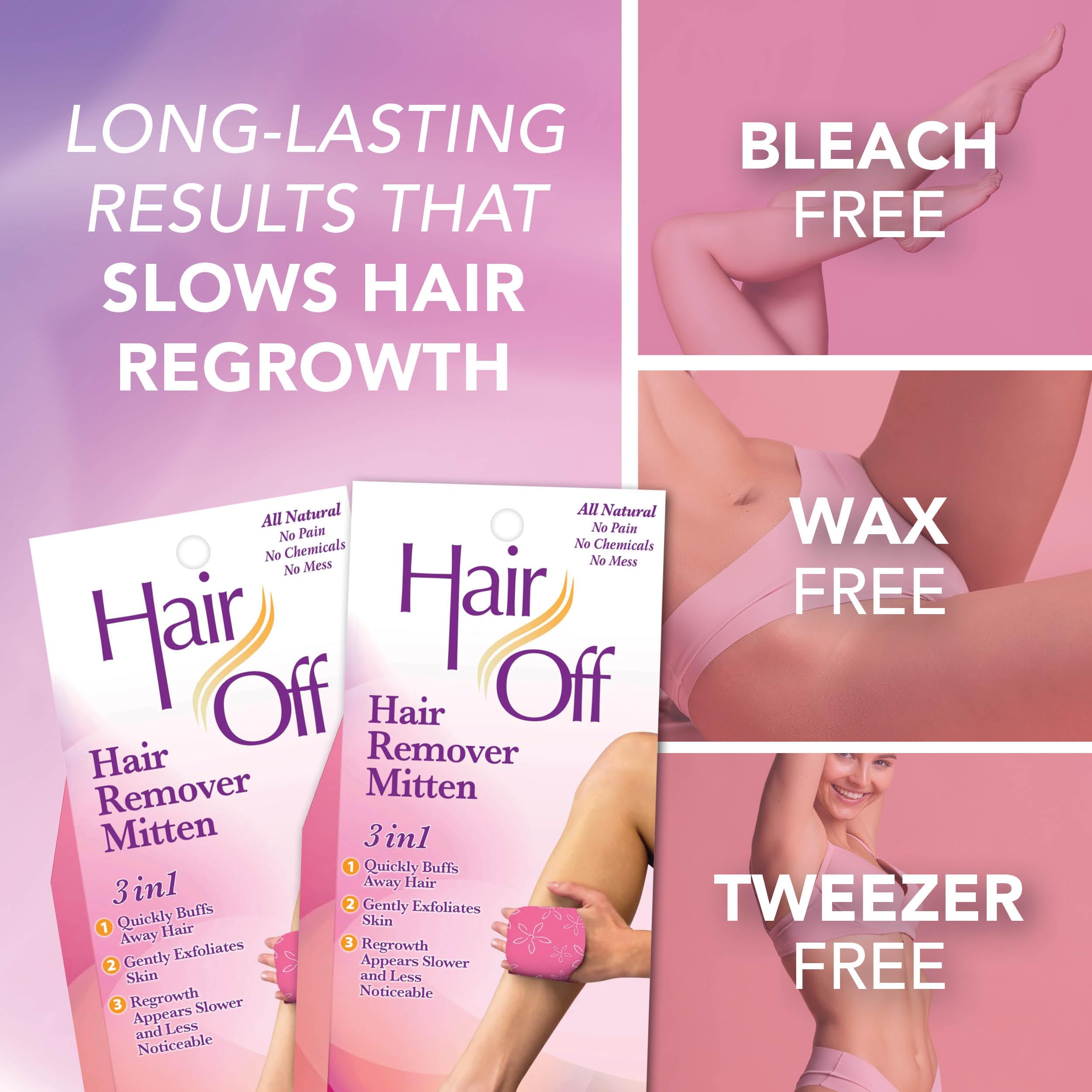 Hair Off mitaine utilisation corps – idéale pour le corps, jambes et bras.