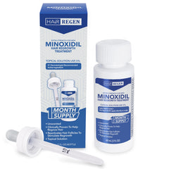 Hair Regen Minoxidil: flacon-serum 5% pour application ciblée sur le cuir chevelu.
