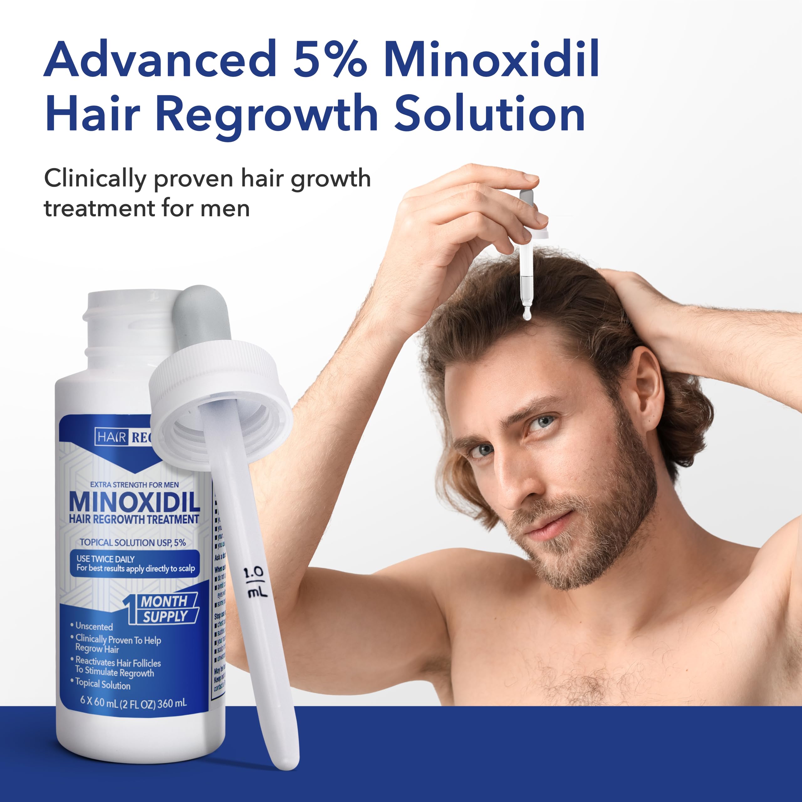 Hair Regen Minoxidil: conçu pour les hommes, praticité et efficacité.
