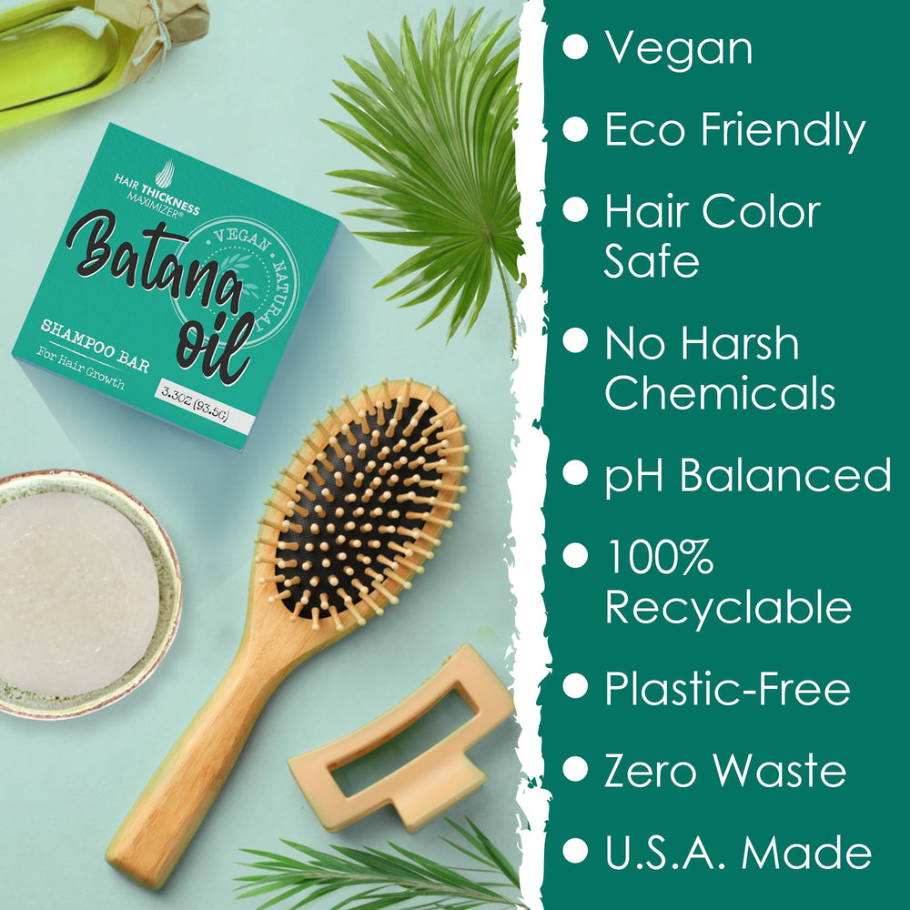 Hair Thickness Maximizer Batana Shampoing Solide usage quotidien, mousse légère et pratique.