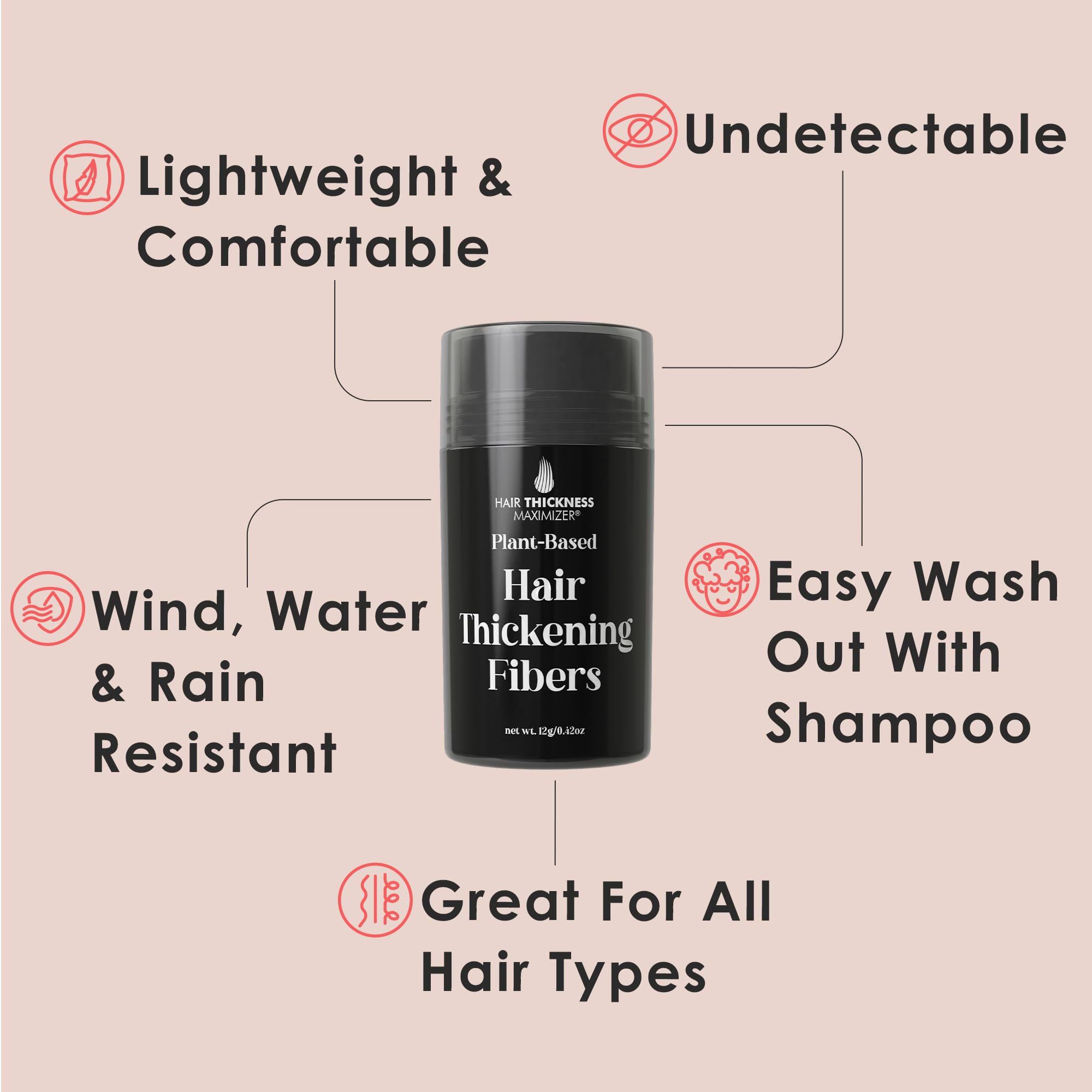 Hair Thickness Maximizer fibers application on hairline illustrates quick thinning area fill.