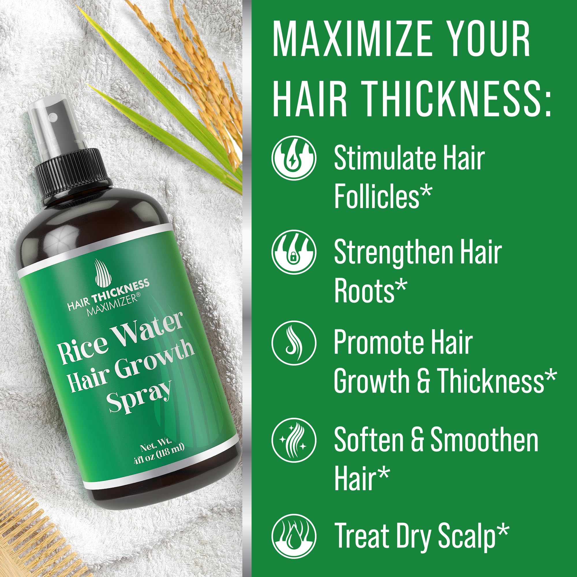 Hair Thickness Maximizer - conçu pour tous types de cheveux, y compris textures bouclées.