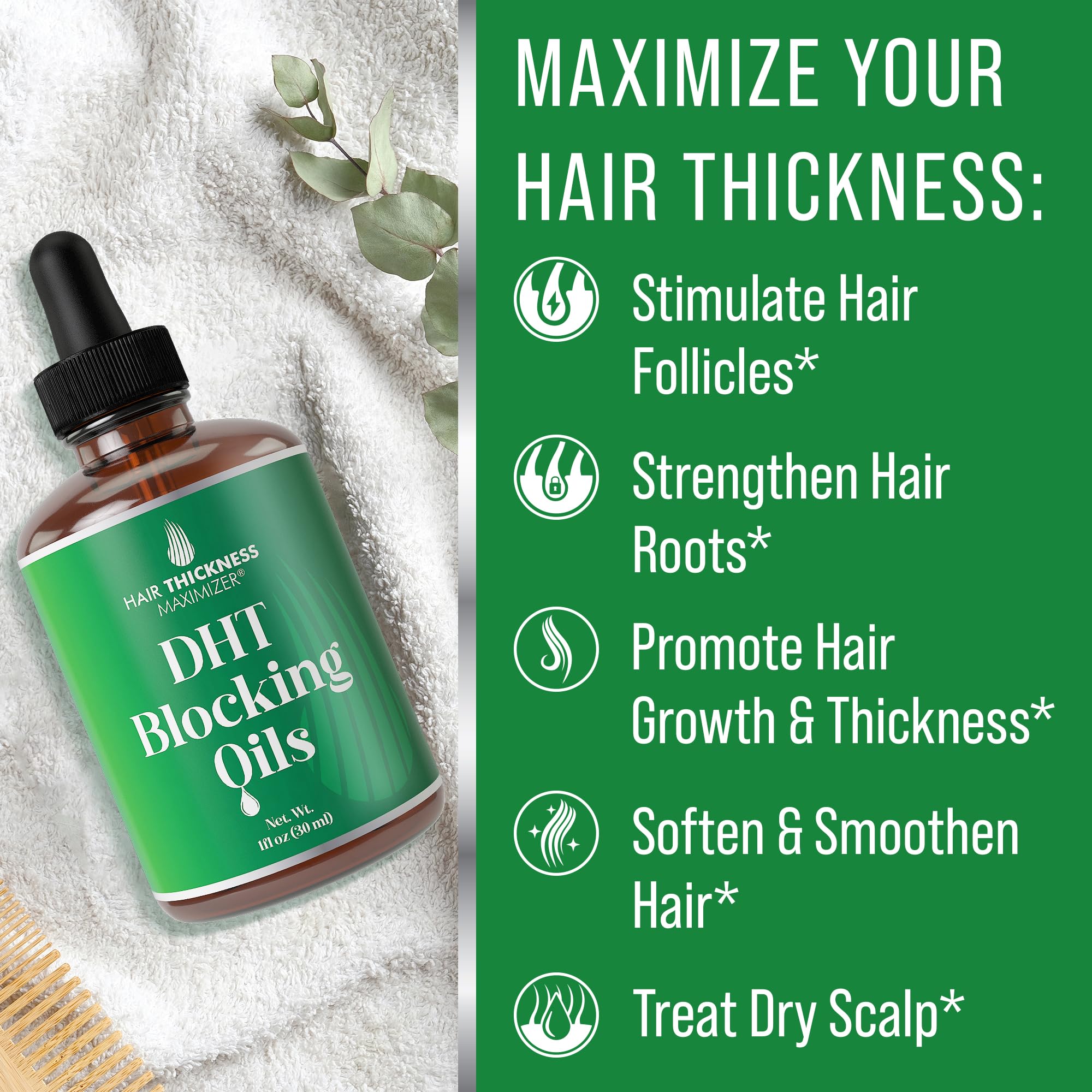 Hair Thickness Maximizer vegan unscented formula label indicating clean, cruelty-free care