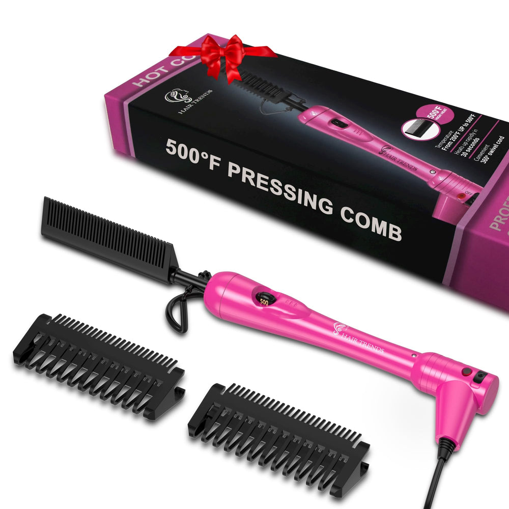 Hair Trends mini-peigne chauffant rose, design compact et chaleur rapide