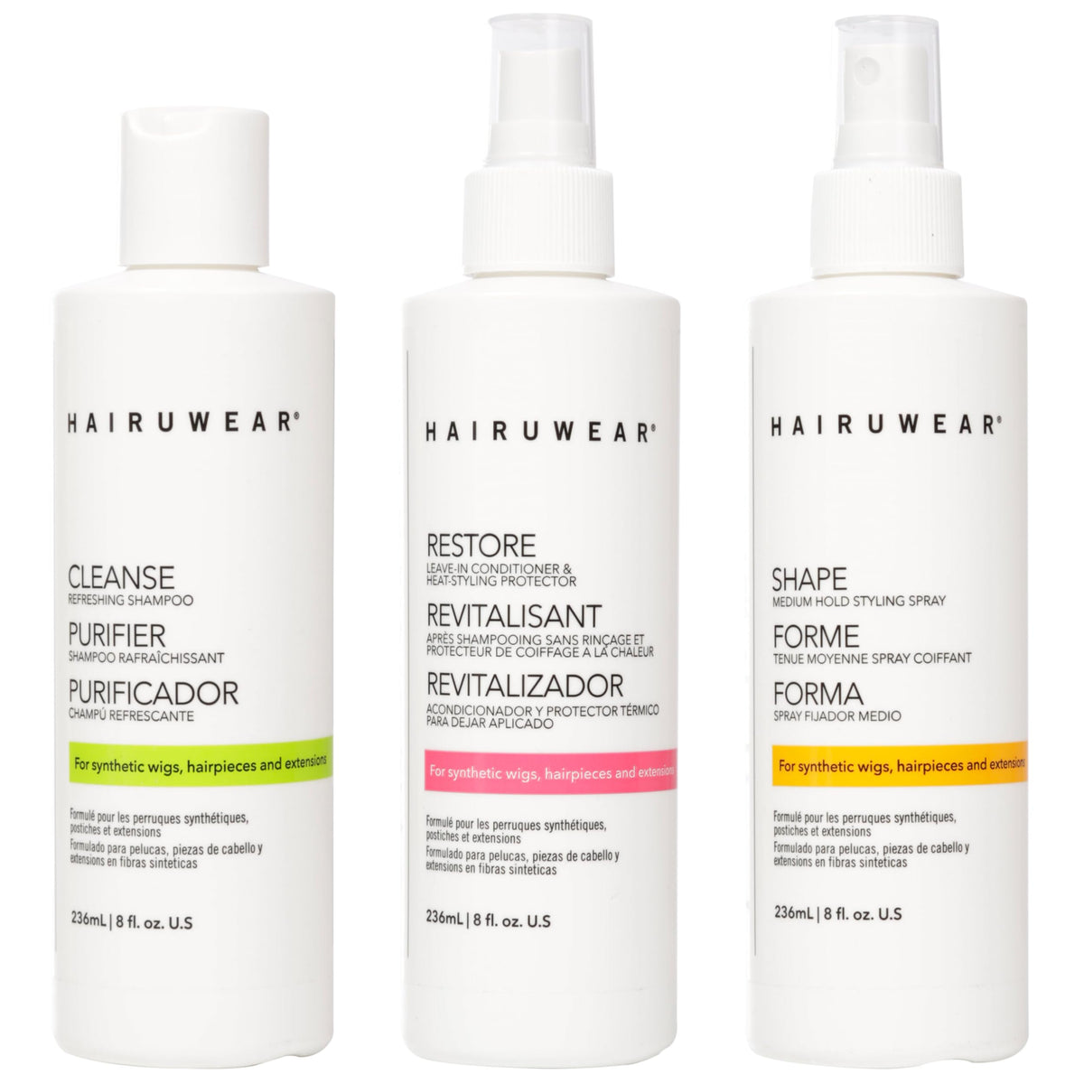 Shampoing Hair u wear en flacon nettoyant en douceur les perruques synthétiques.