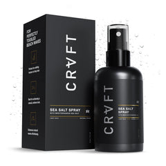 CRVFT Spray au sel marin Hair Craft Co., bouteille en vue, fini naturel.