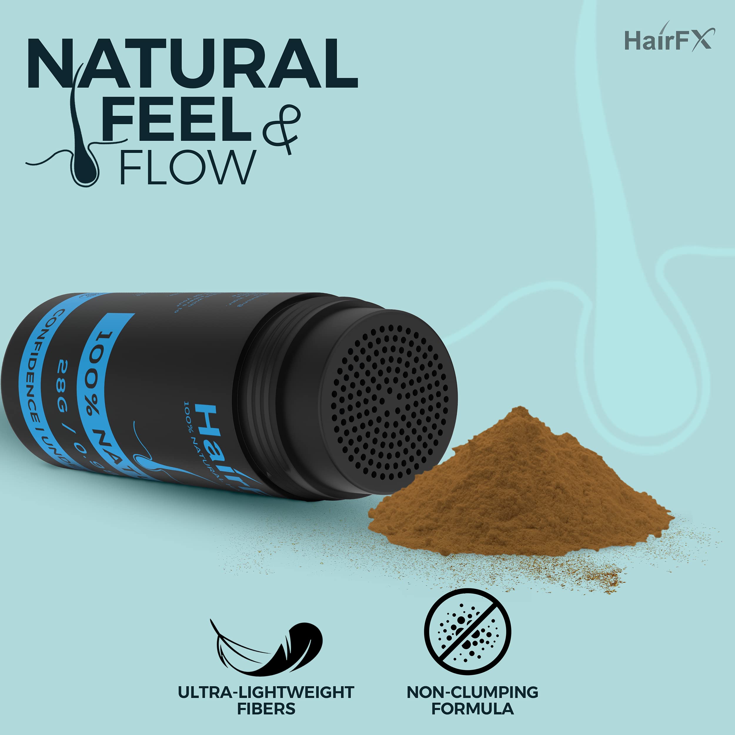 HairFX Finition naturelle pour cheveux brun foncé – résultat discret et harmonieux.