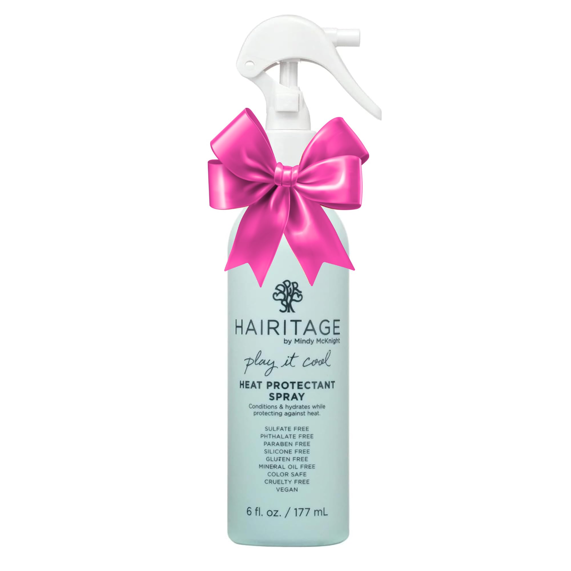 Hairitage Play It Cool: flacon spray protection chaleur pour cheveux forts et brillants.