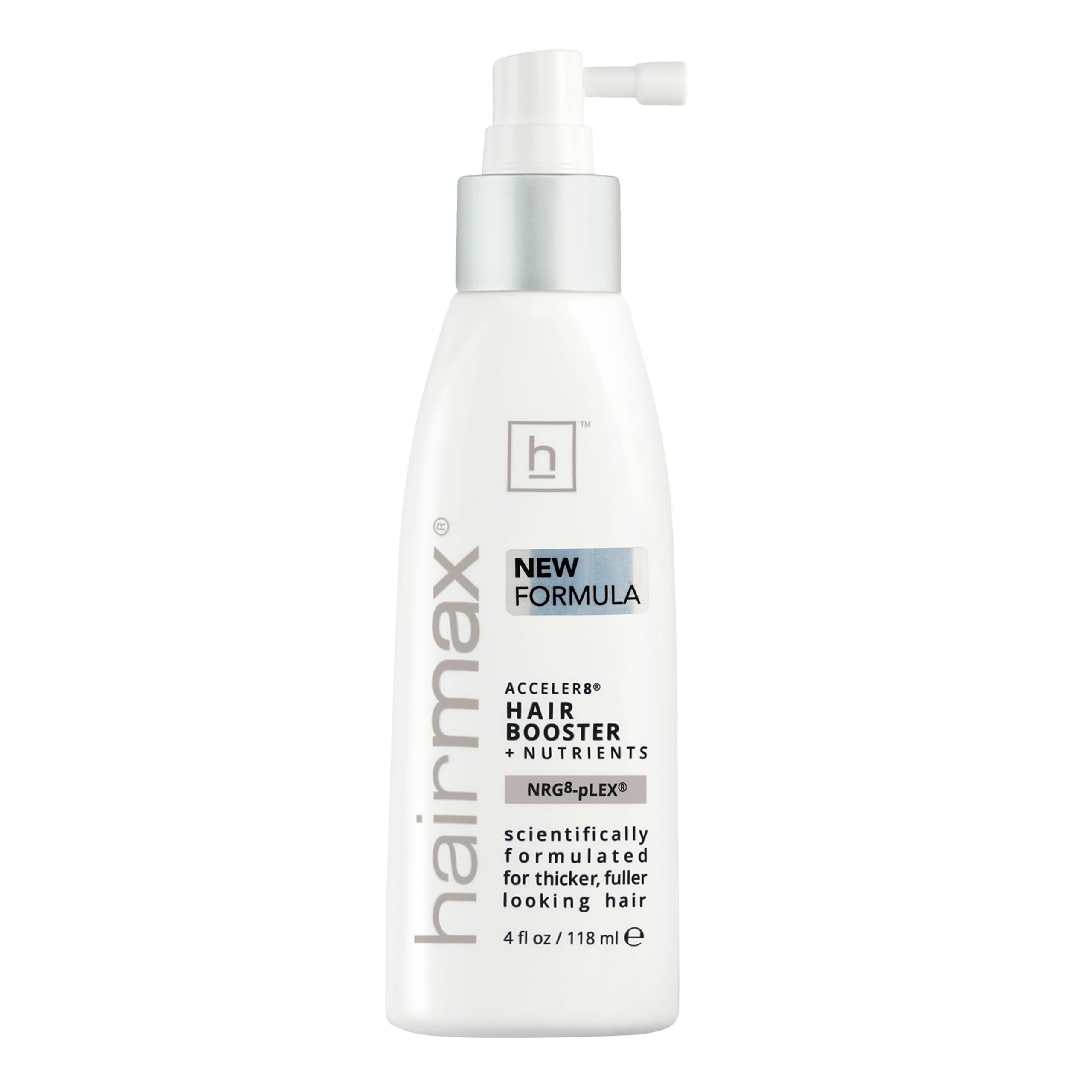 Hairmax Acceler8 bouteille spray capillaire prête à l’application pour nourrir le cuir chevelu.