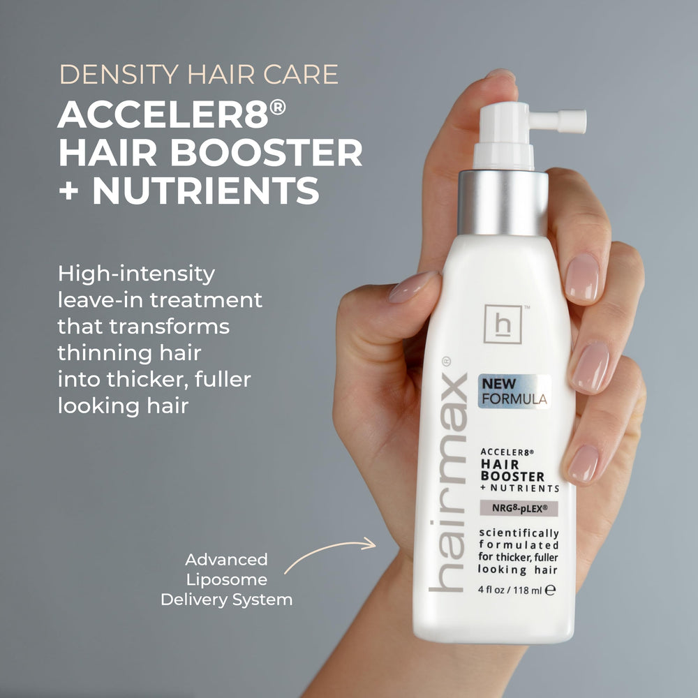 Hairmax Acceler8 ingrédients caféine et niacinamide nourrissent et revitalisent le cuir chevelu.