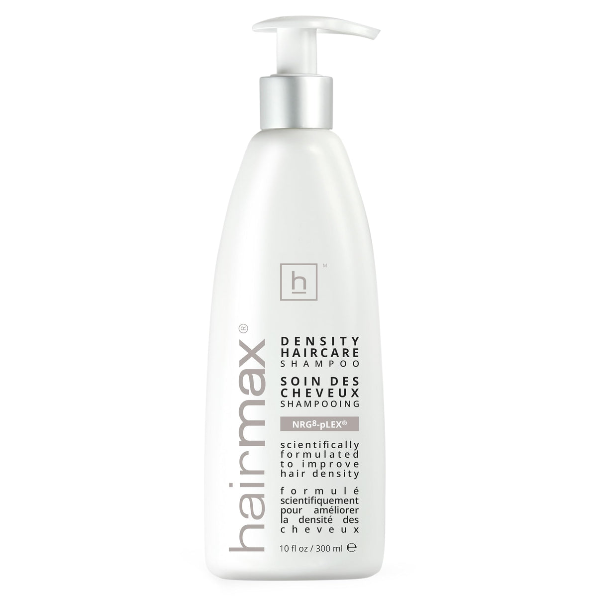 Hairmax shampooing densité, bouteille 300 ml, aide à donner l'apparence de cheveux plus denses et sains.