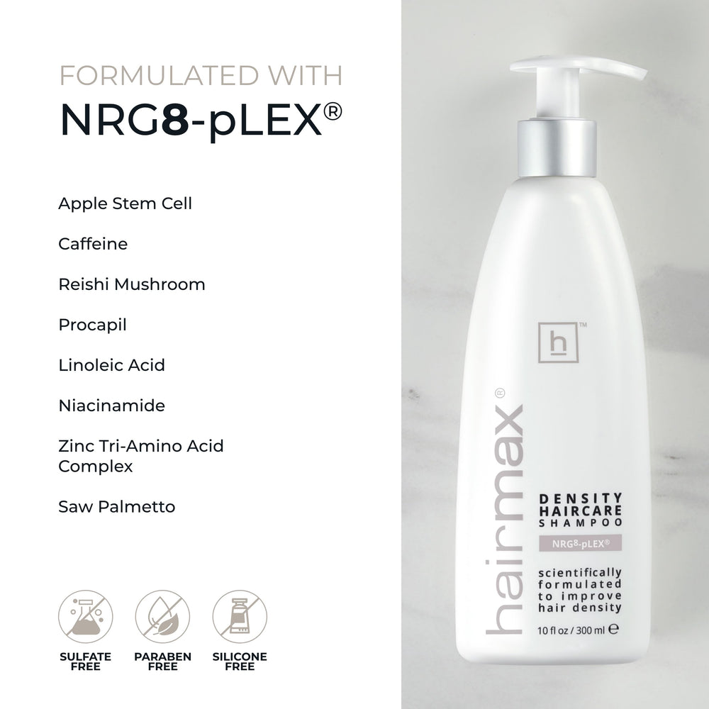 Hairmax shampooing densité, champignon Reishi pour une routine capillaire apaisante.