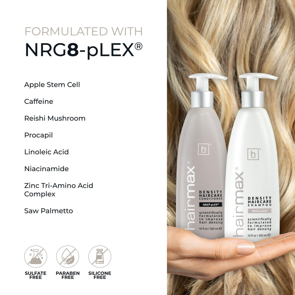 Hairmax Ingrédients caféine et cellules de pomme: soutien du cuir chevelu.