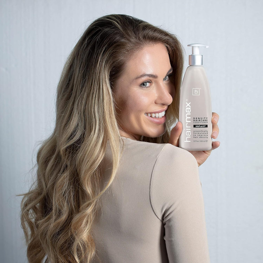 Hairmax Pack-shot densité: duo shampoing et après-shampoing.