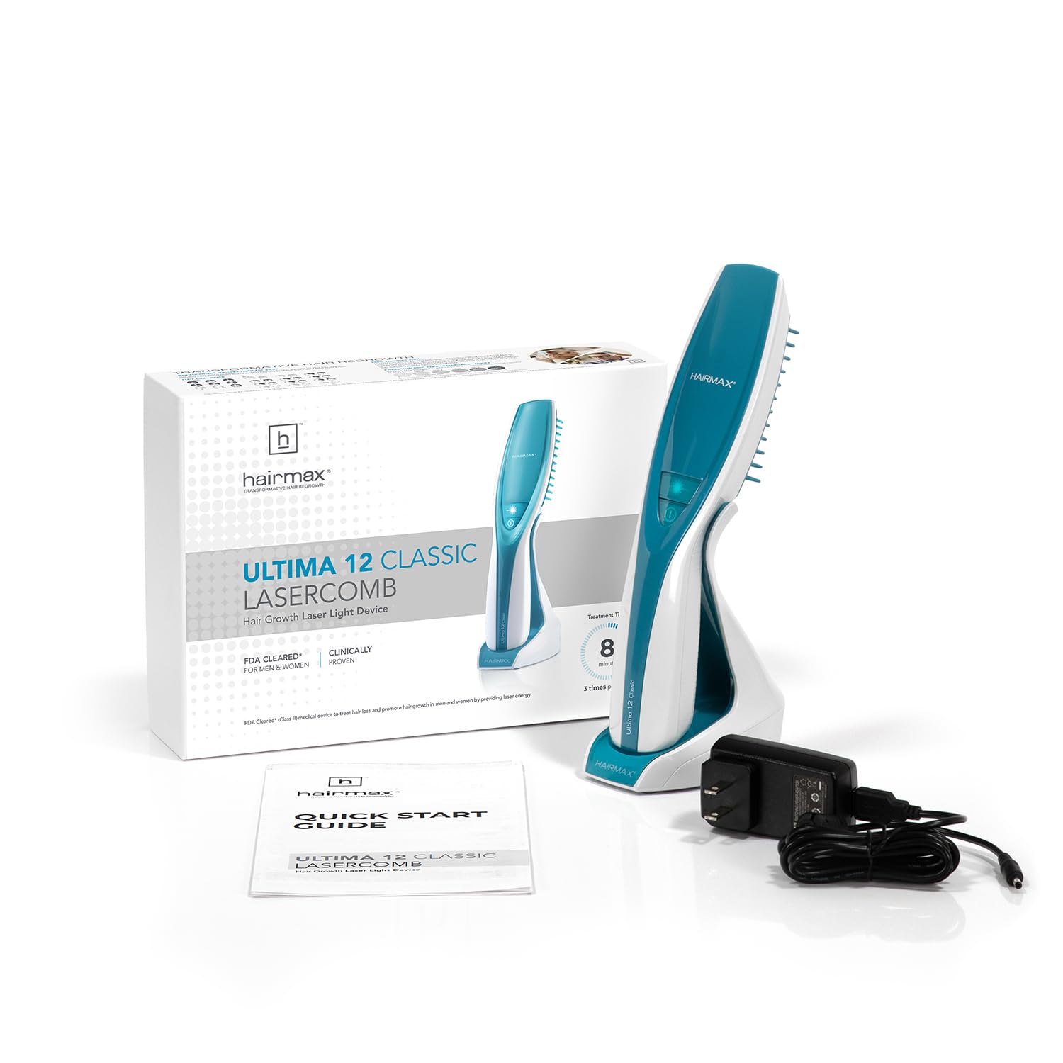 Sans-fil et léger, HairMax Ultima12 Classic LaserComb pour usage domestique ou déplacement