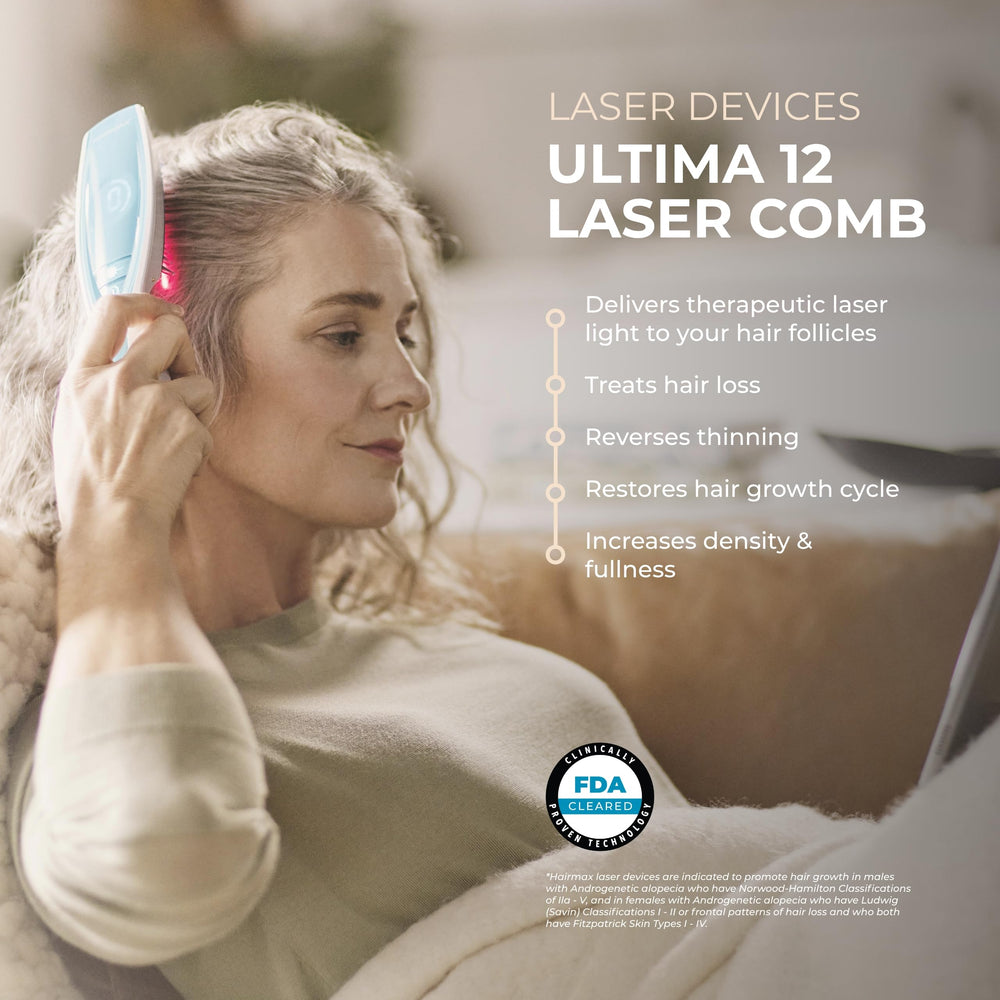 Hairmax Ultima 12 LaserComb sans fil, pratique pour les traitements capillaires réguliers à domicile