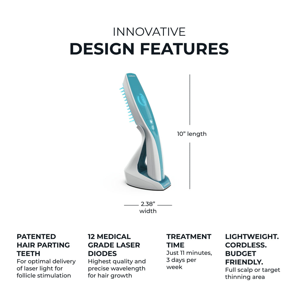 Hairmax Ultima 12 LaserComb, batterie rechargeable pour des sessions faciles et autonomes