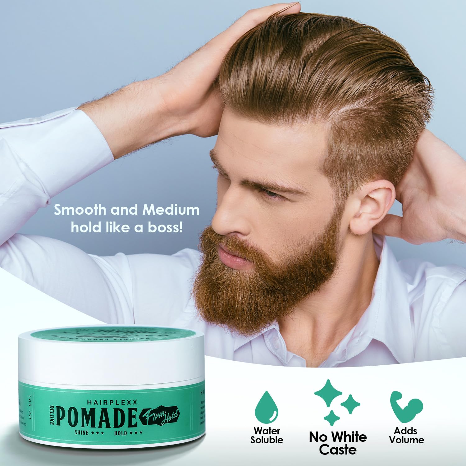 Hairplexx Pomade – rinçage facile sans résidus après le lavage.