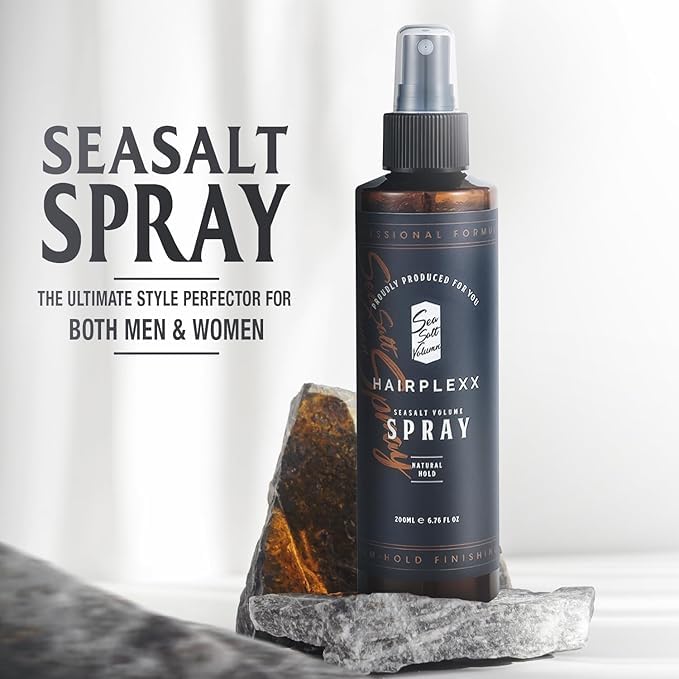 Close-up of the spray nozzle releasing mist on Hairplexx Sea Salt Volume.