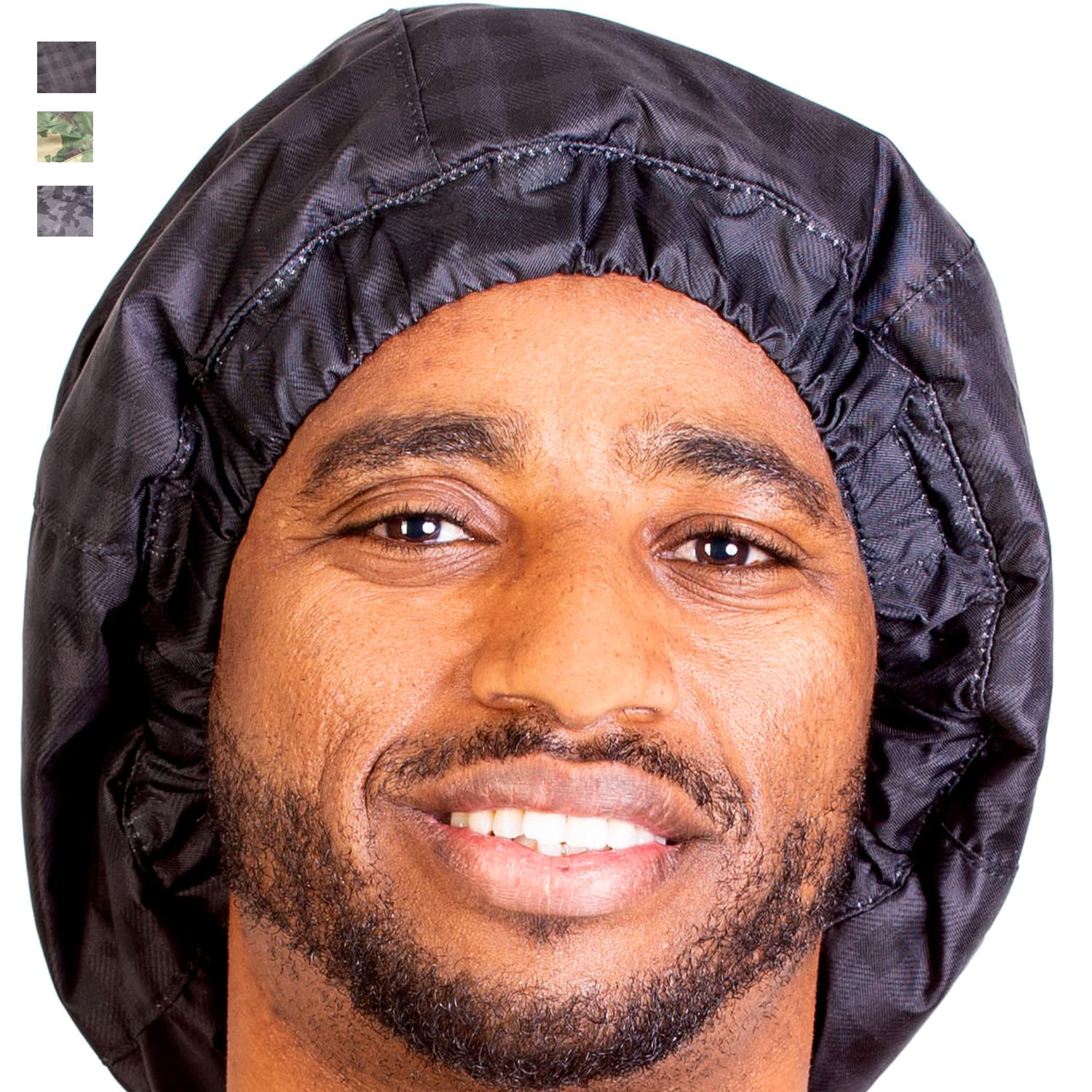 HAIRSOME cap-douche-homme-noir-elasticite pour un ajustement sûr.