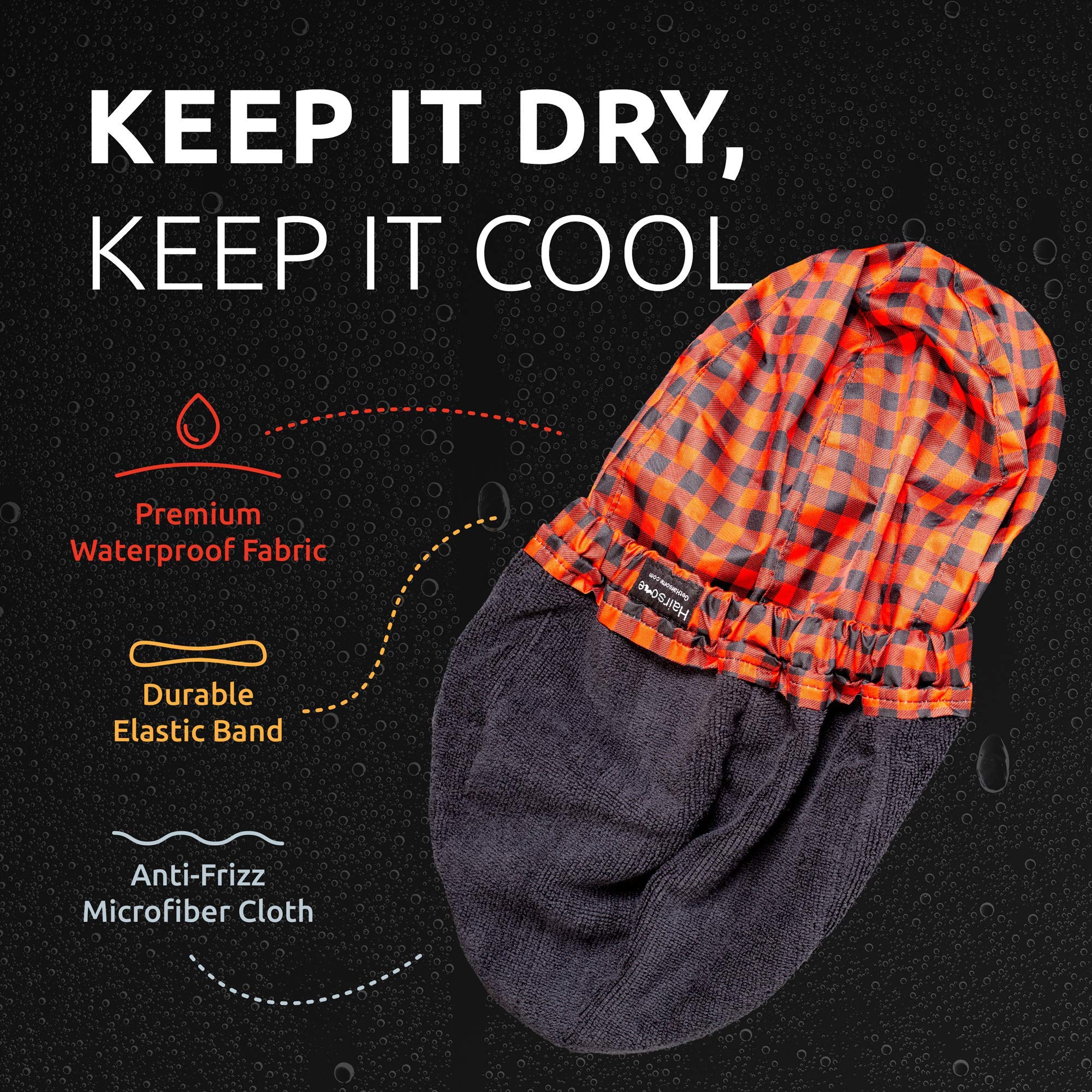 HAIRSOME cap-douche-homme-noir-unisexe s'adapte aussi aux femmes.