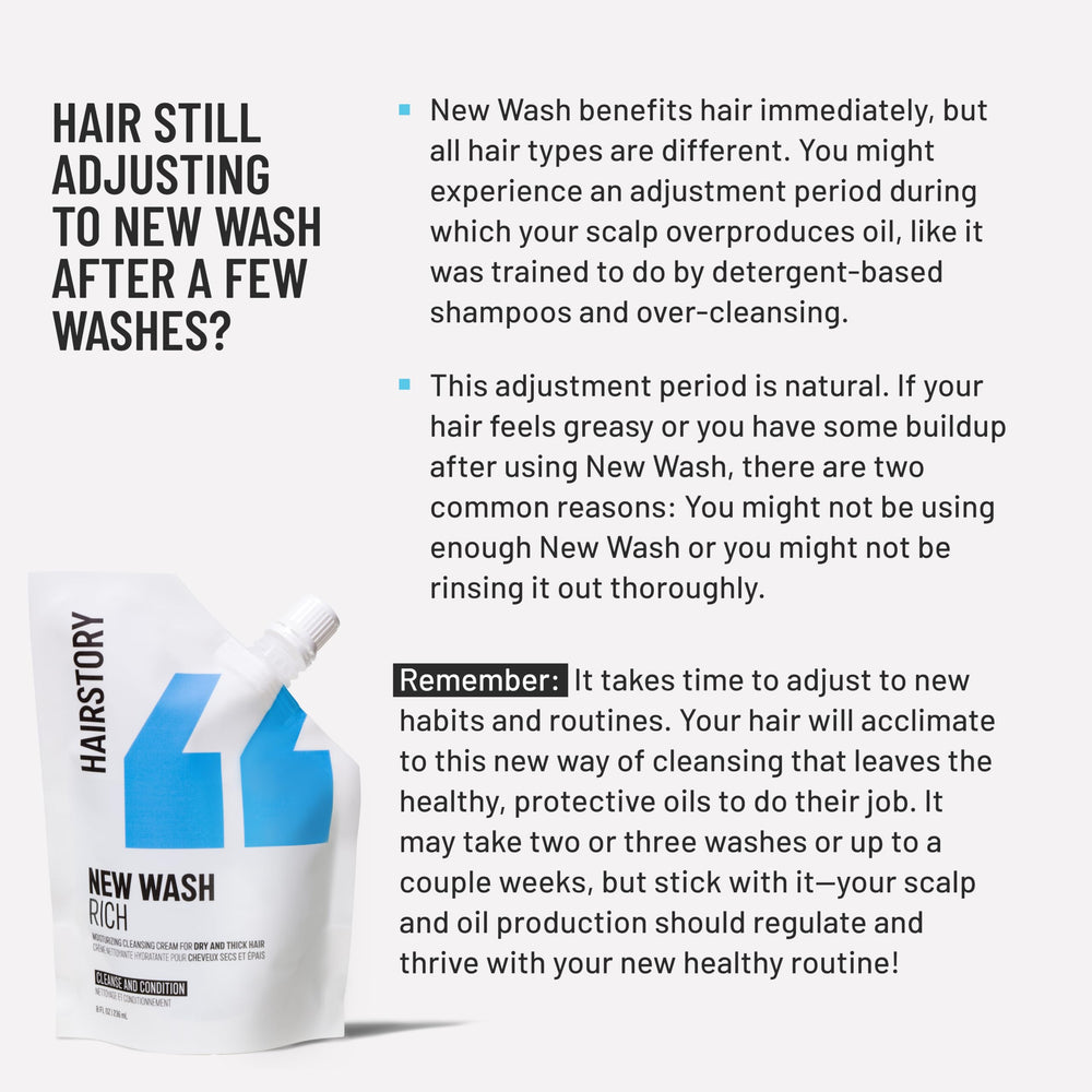 Hairstory New Wash Rich application-cheveux-humides, cuir chevelu équilibré après le soin.