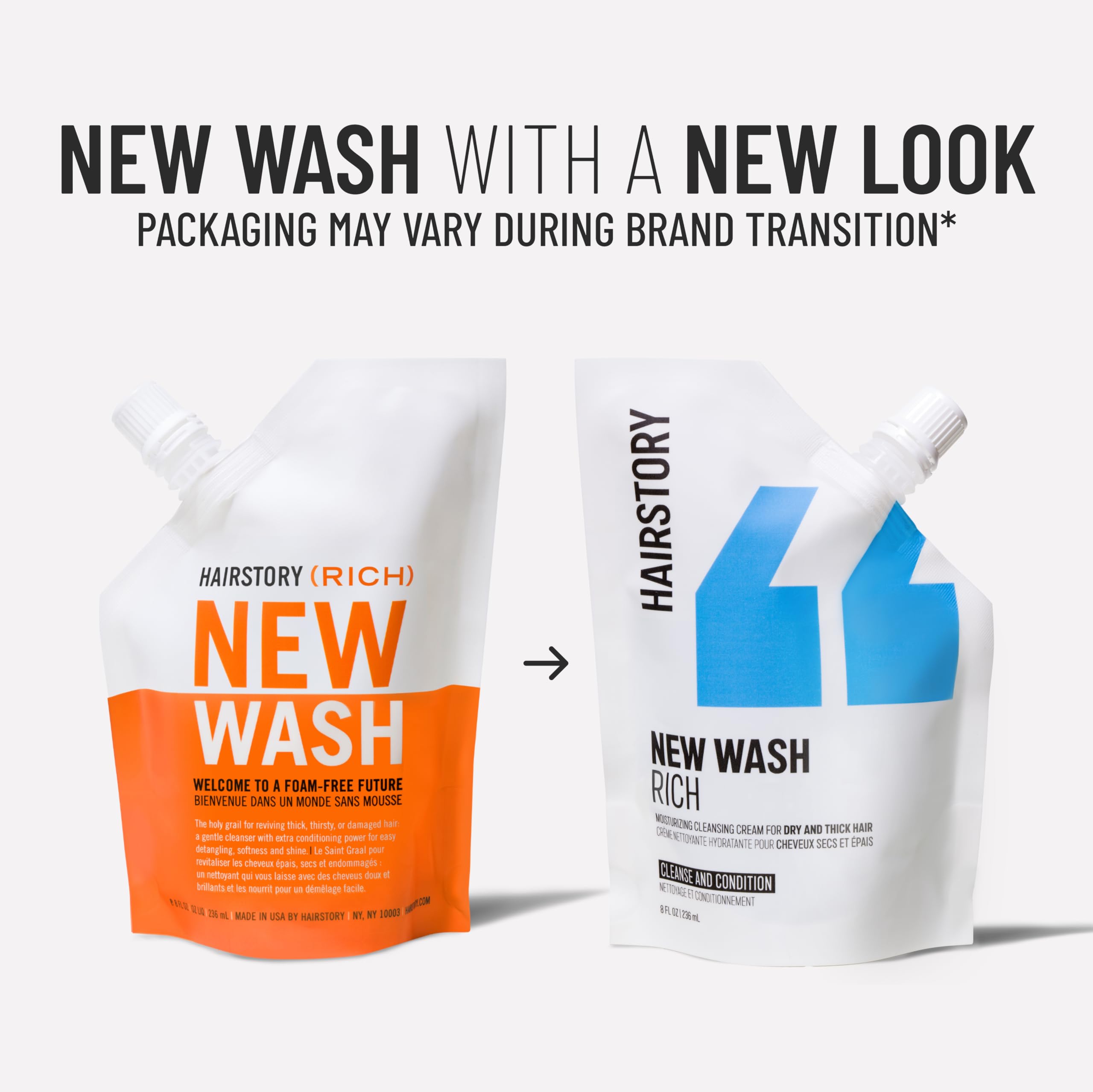 Hairstory New Wash Rich rinçage-complet, cheveux propres et hydratés sans sulfates.