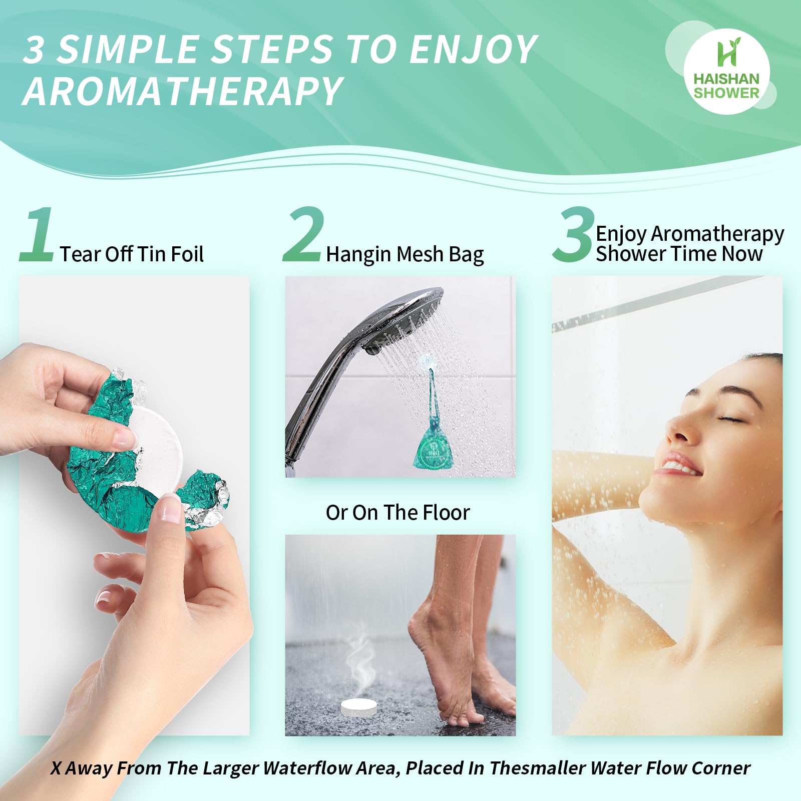 Bombe de douche application-dans-douche HAISHAN SHOWER, diffusion efficace près du robinet.