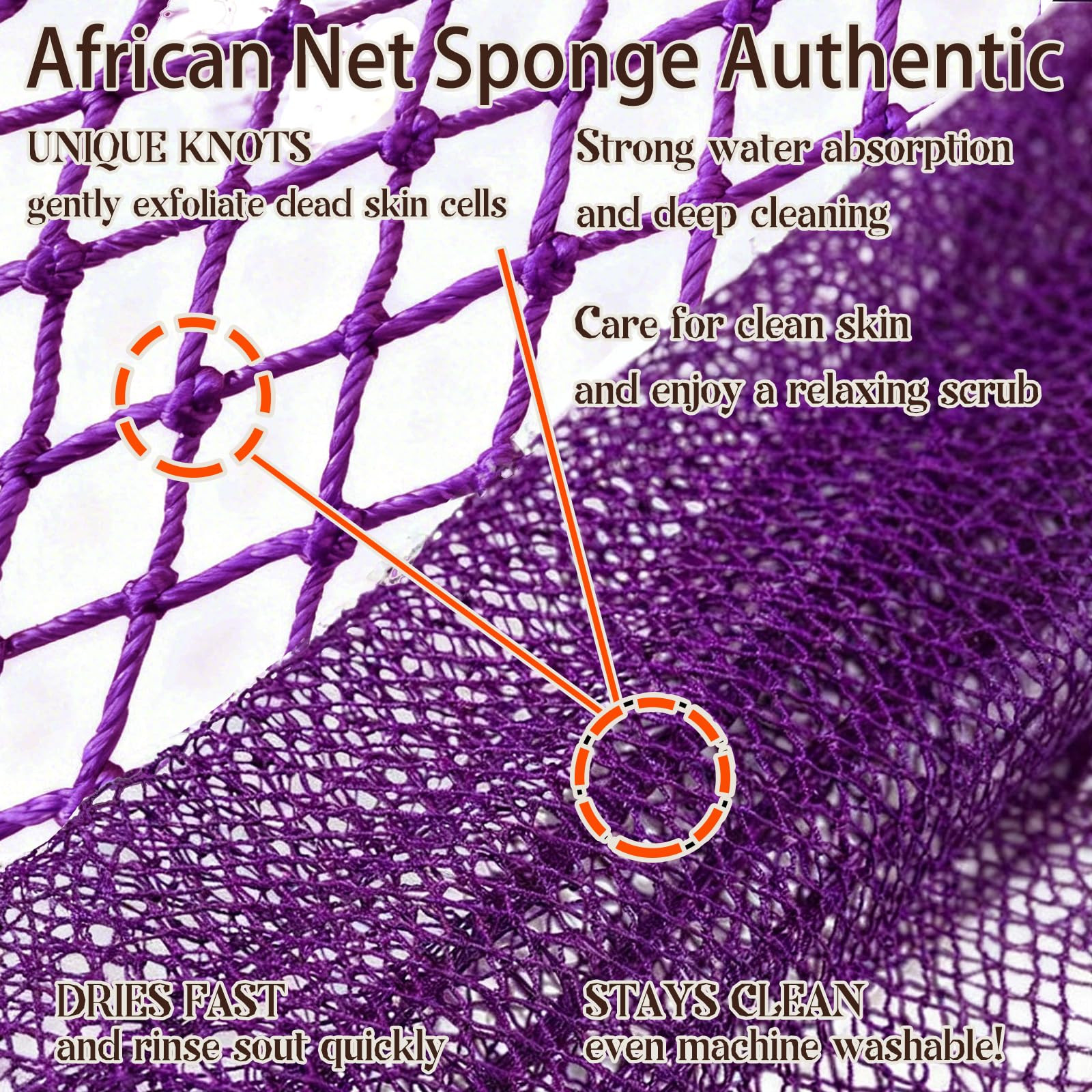 HAITOO éponge-réseau africaine – texture nouée unique pour éliminer les peaux mortes.