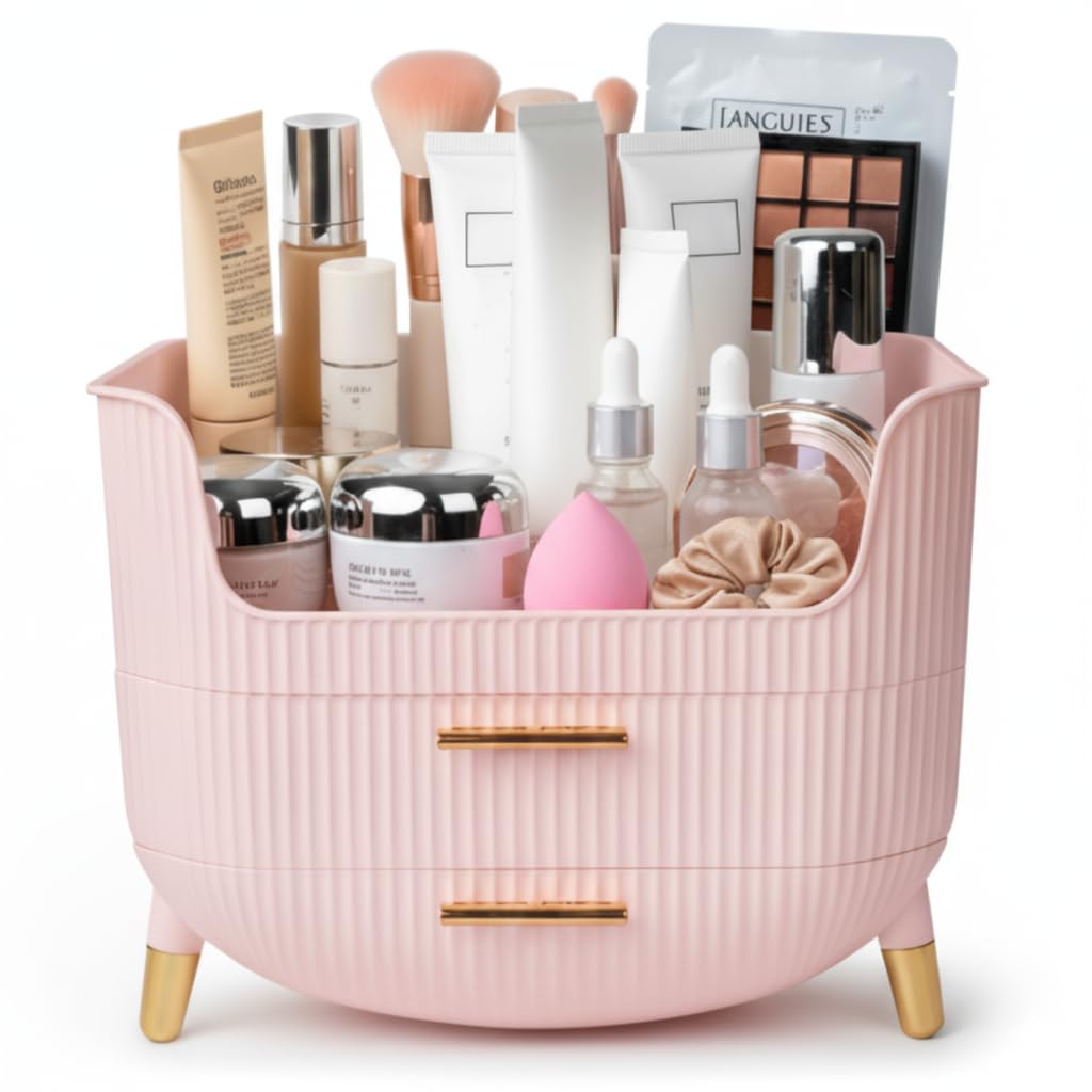 HALAFE organisteur maquillage avec tiroirs rose pour dressing chic et organisé.