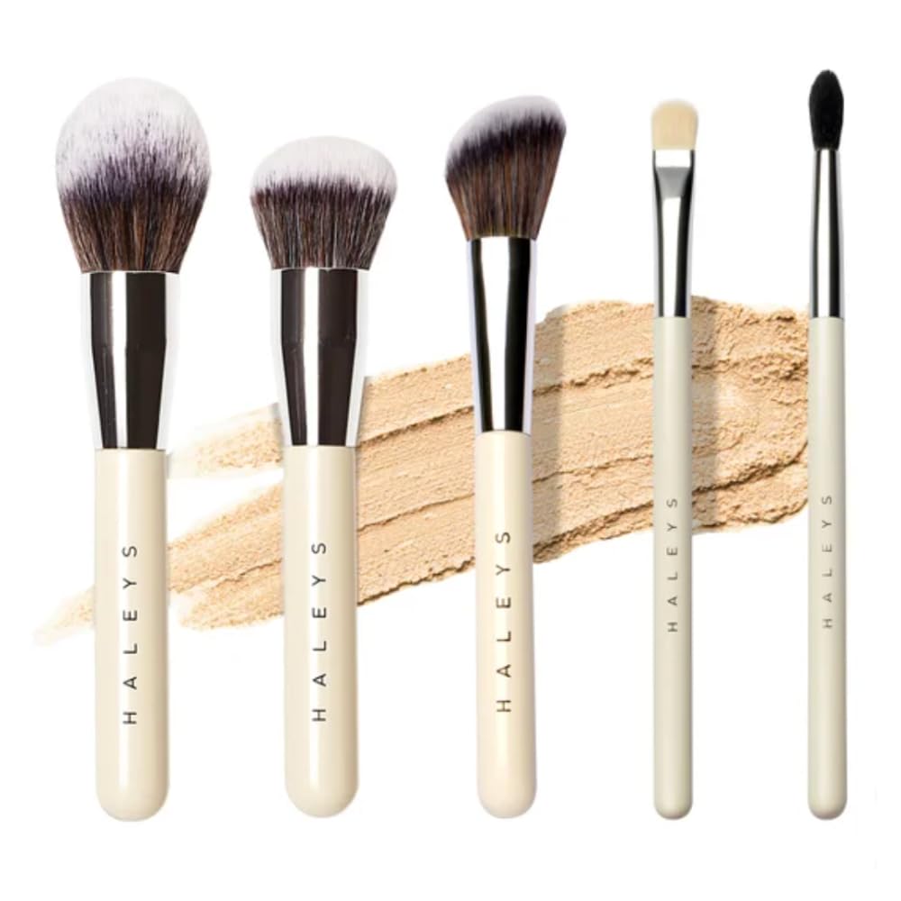 Pinceaux HALEYS Beauty 5 pièces réunis pour un maquillage homogène et professionnel.