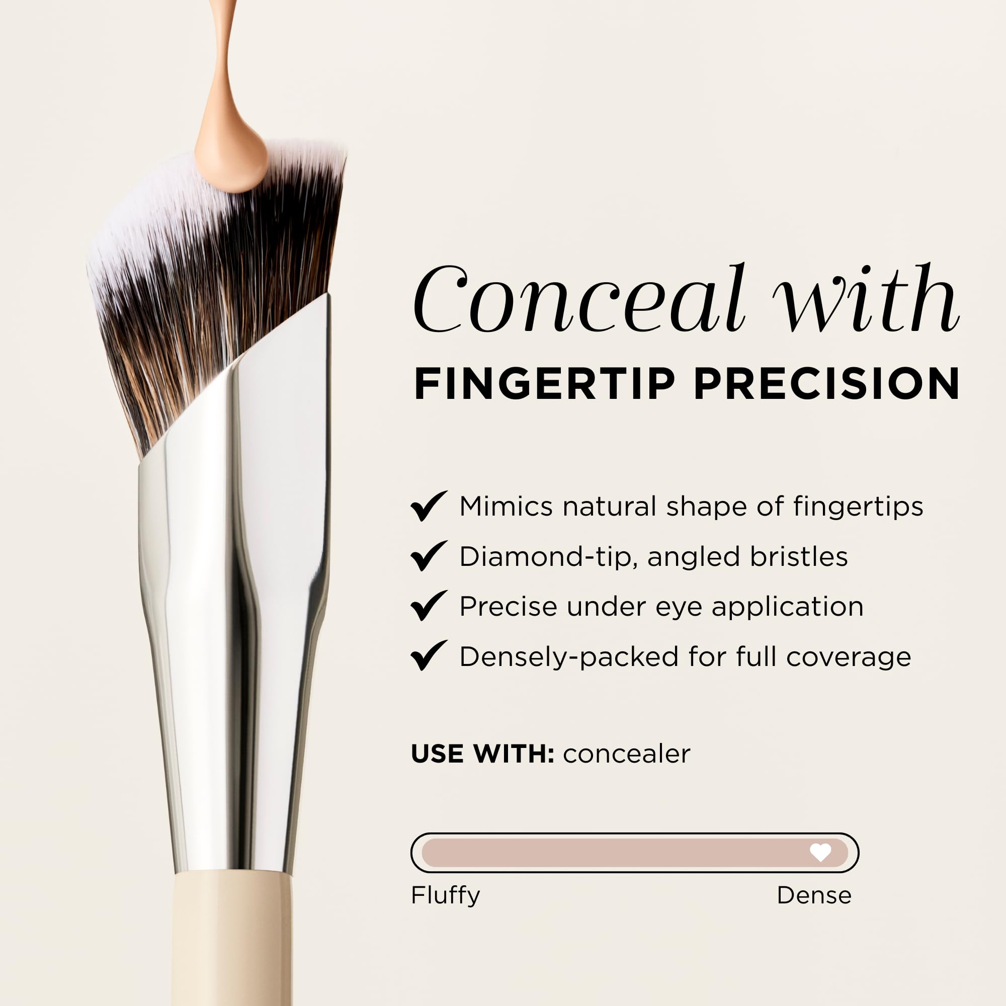 Pinceau HALEYS pour mélange sans traces sur crème, liquide et poudre.