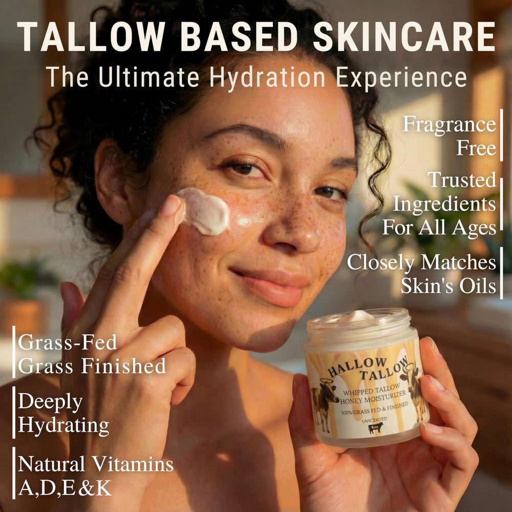 Hallow Naturals Tallow Fouetté – texture veloutée visible pour application rapide