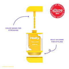 Hally Hair Shade Stix jaune texture et mouvement visibles sur les cheveux