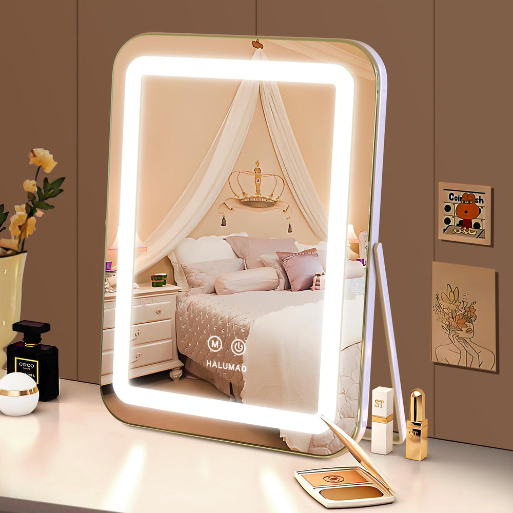 Halumao Miroir Vanity lumineux - base en aluminium robuste assure la stabilité.