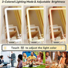 Halumao Miroir Vanity lumineux - contrôle tactile pour régler rapidement la luminosité.