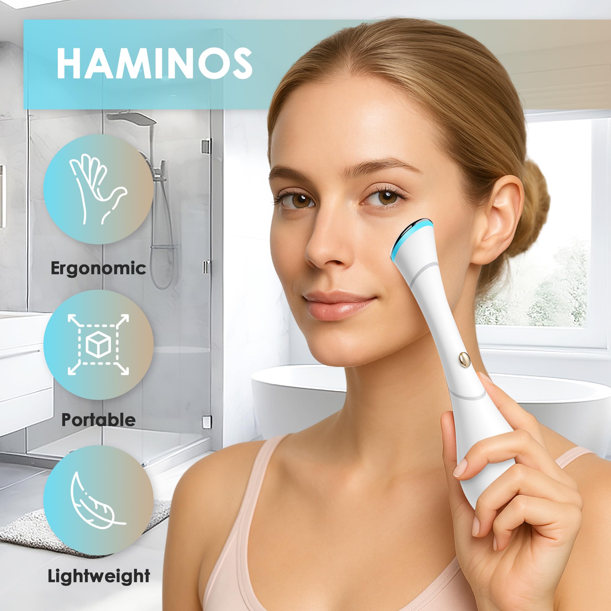 HAMINOS Masseur yeux – design léger et ergonomique pour usage confortable.