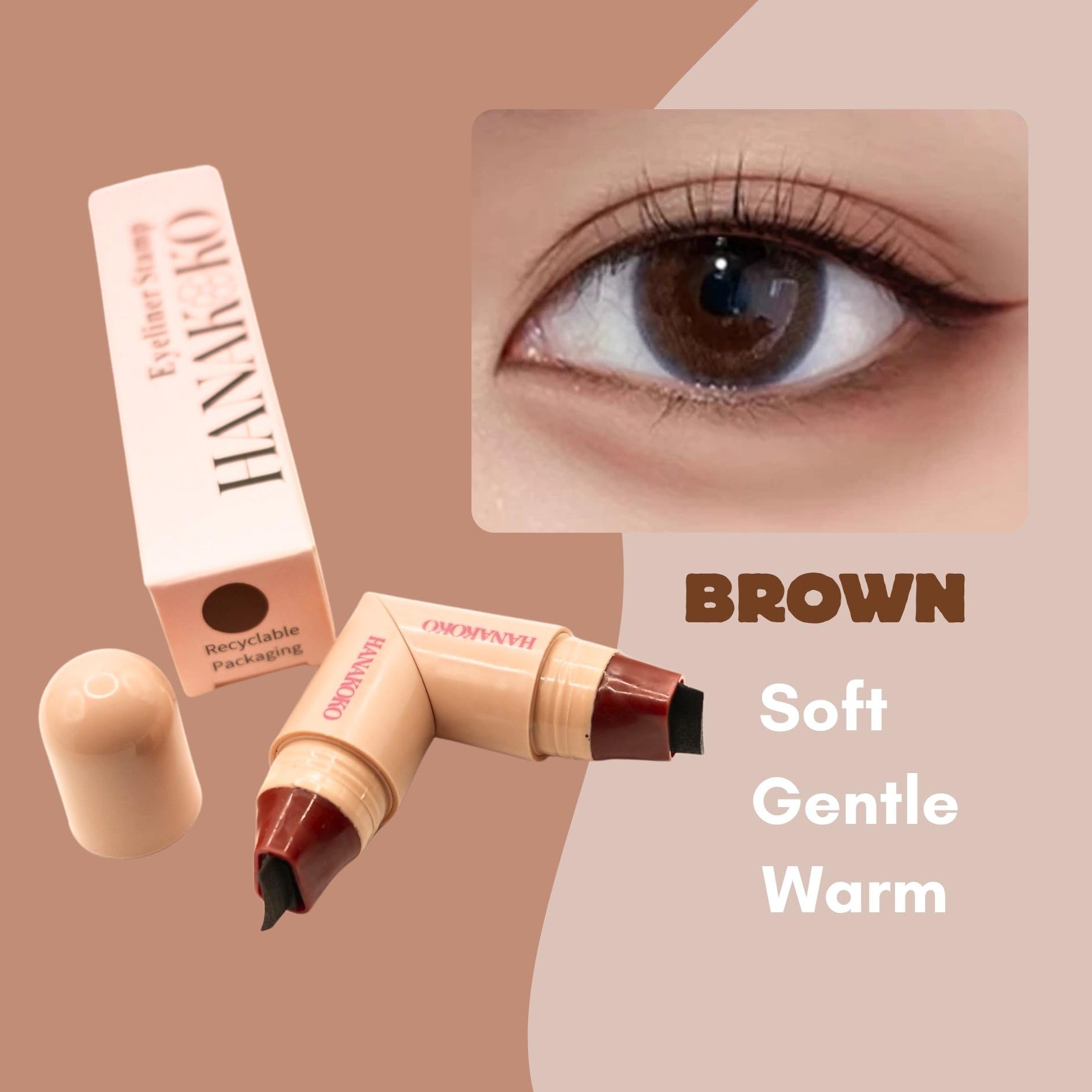 Hanakoko tampon-trait-yeux rotatif application lisse: fini uniforme et sans bavure.