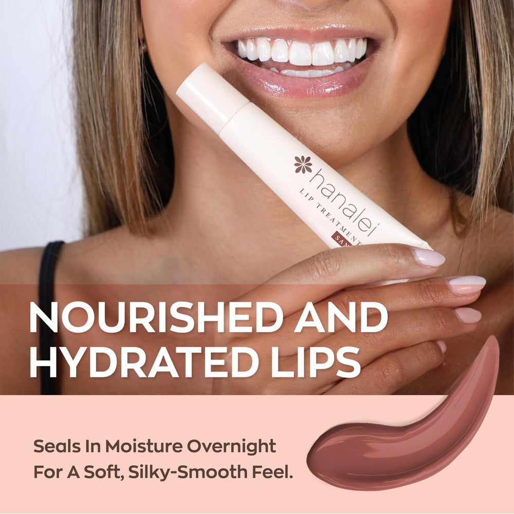 Fini nude discret du Hanalei Lip Treatment pour un look naturel.