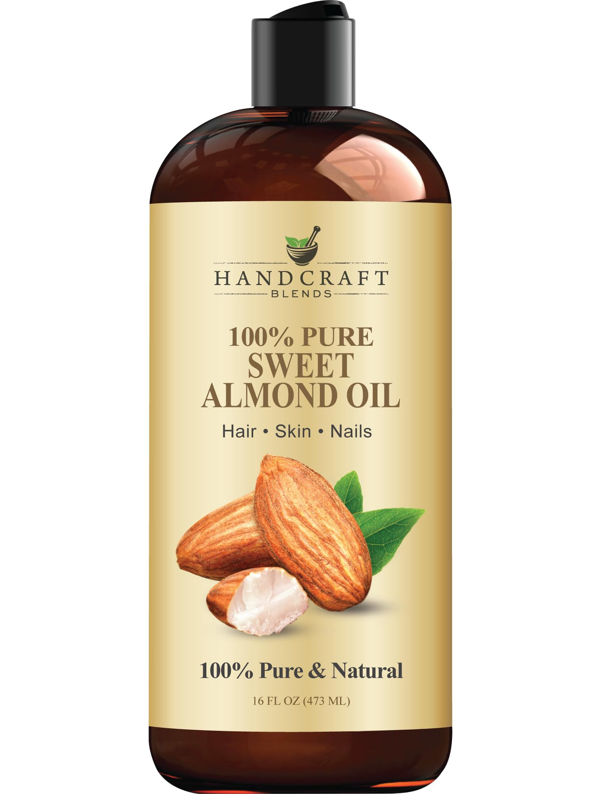Handcraft Blends bouteille huile d'amande douce, hydratation idéale pour bain et corps.