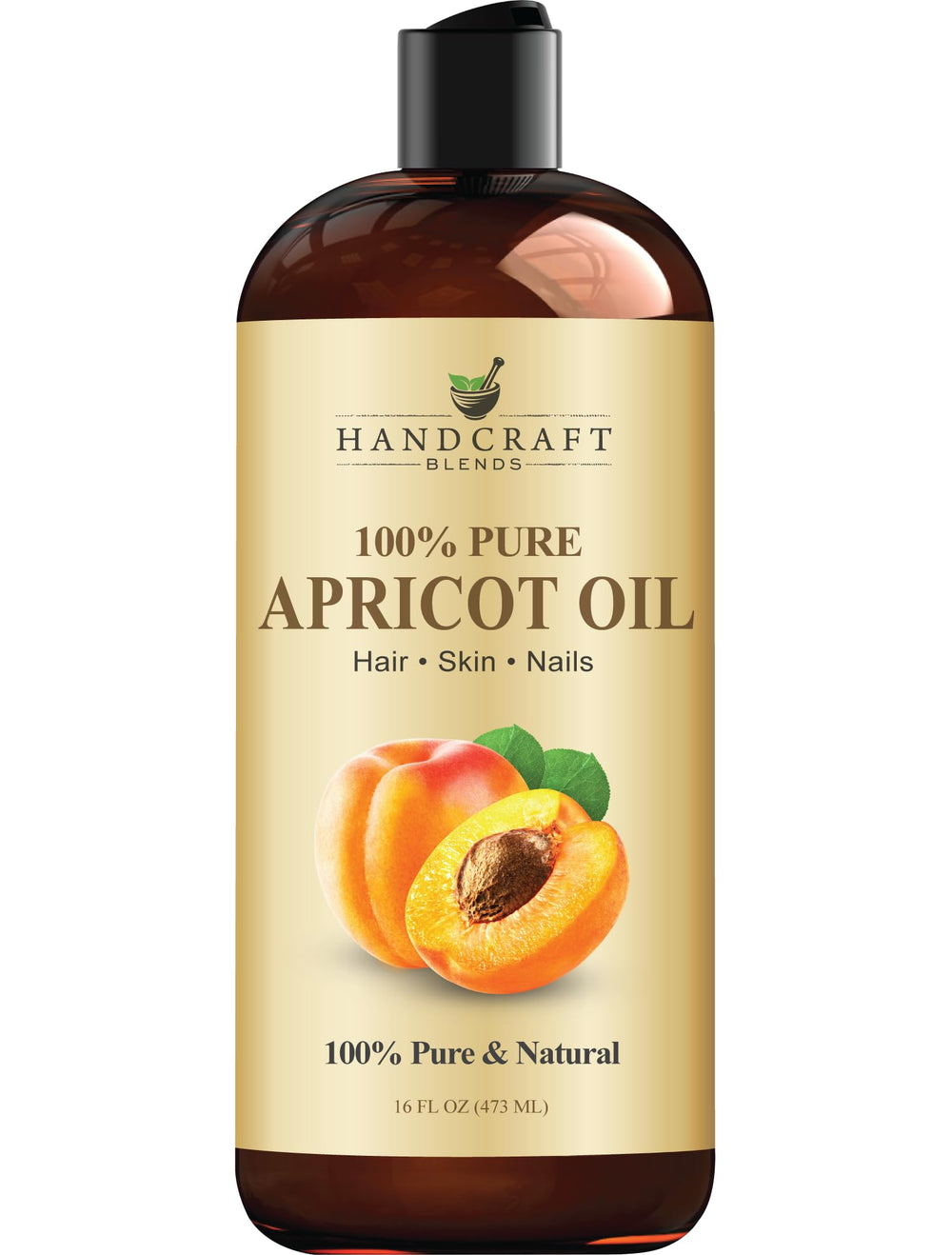 Huile d'abricot Handcraft Blends — bouteille pressée à froid prête pour les soins peau
