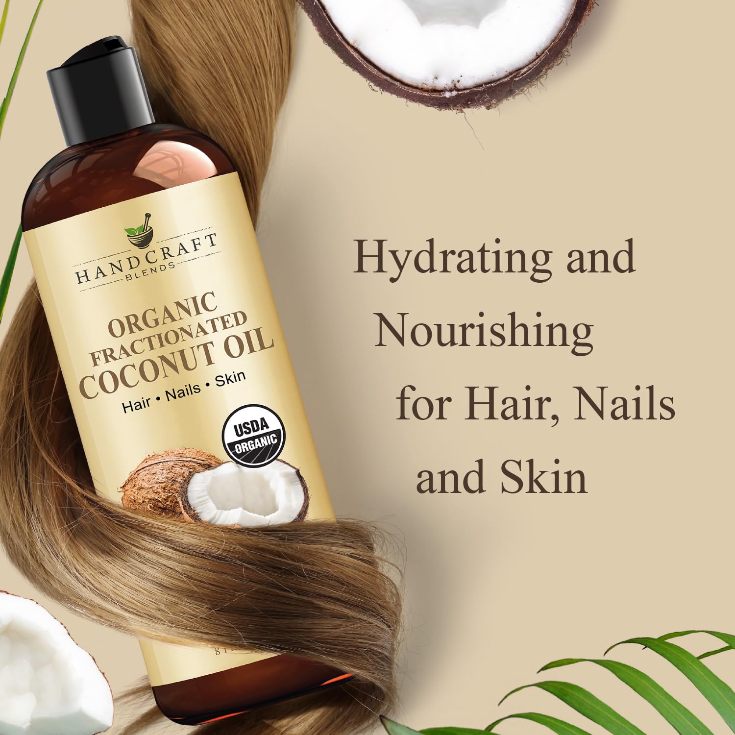 Produit importé d'Indonésie Handcraft Blends huile coco fractionnée, pure et éthique