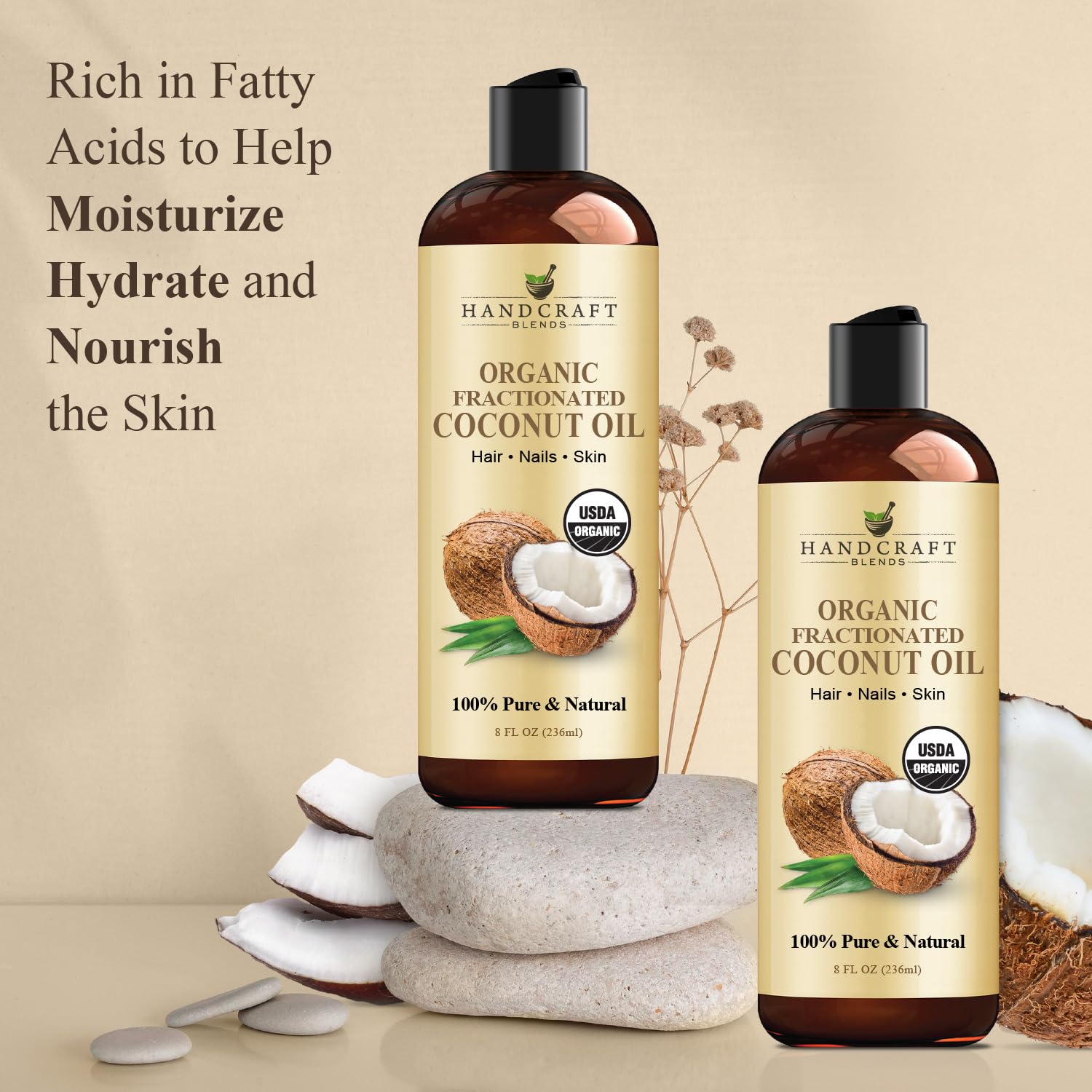 Massage avec Handcraft Blends huile coco fractionnée pour une expérience relaxante