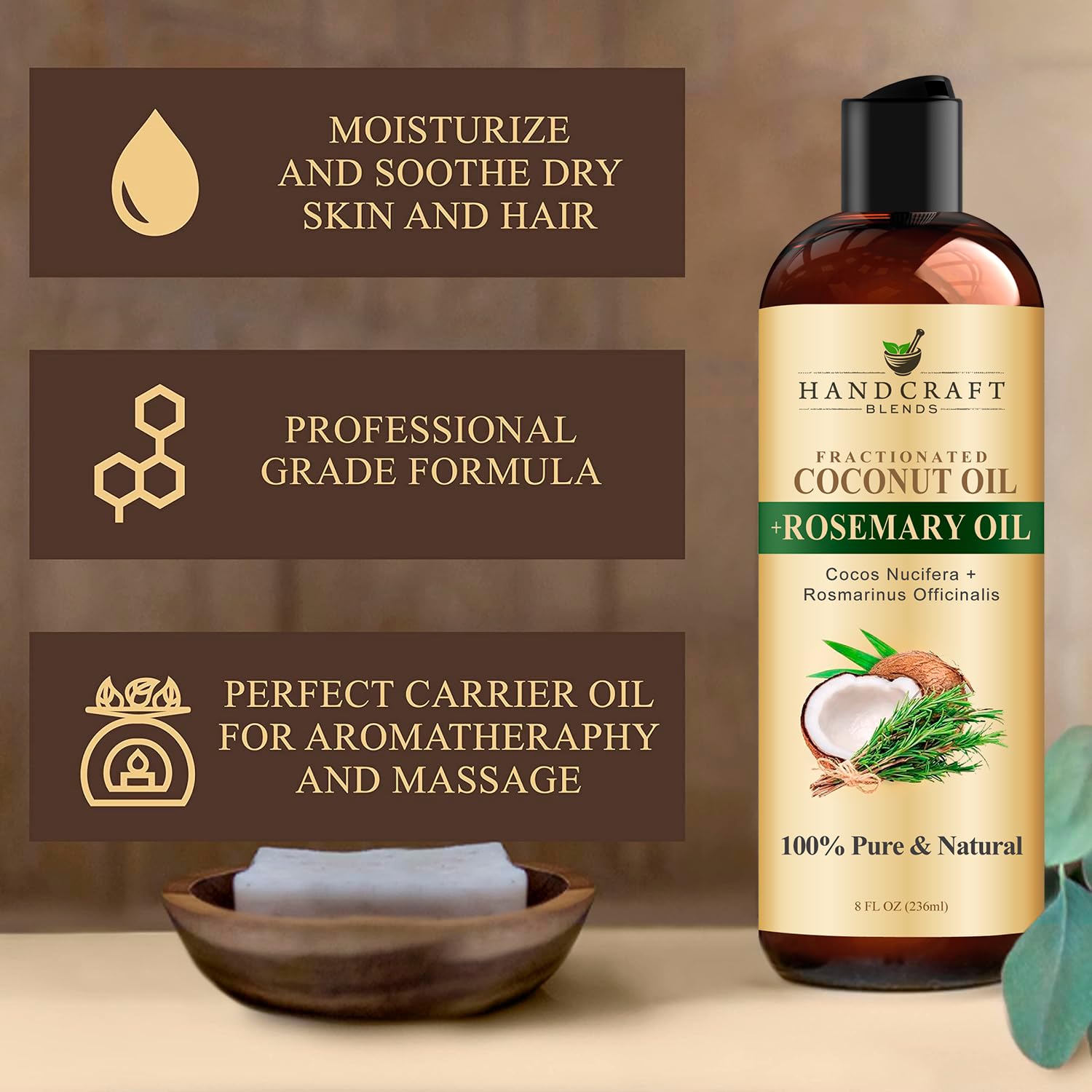 Dilution facile des huiles essentielles avec Handcraft Blends huile coco fractionnée.