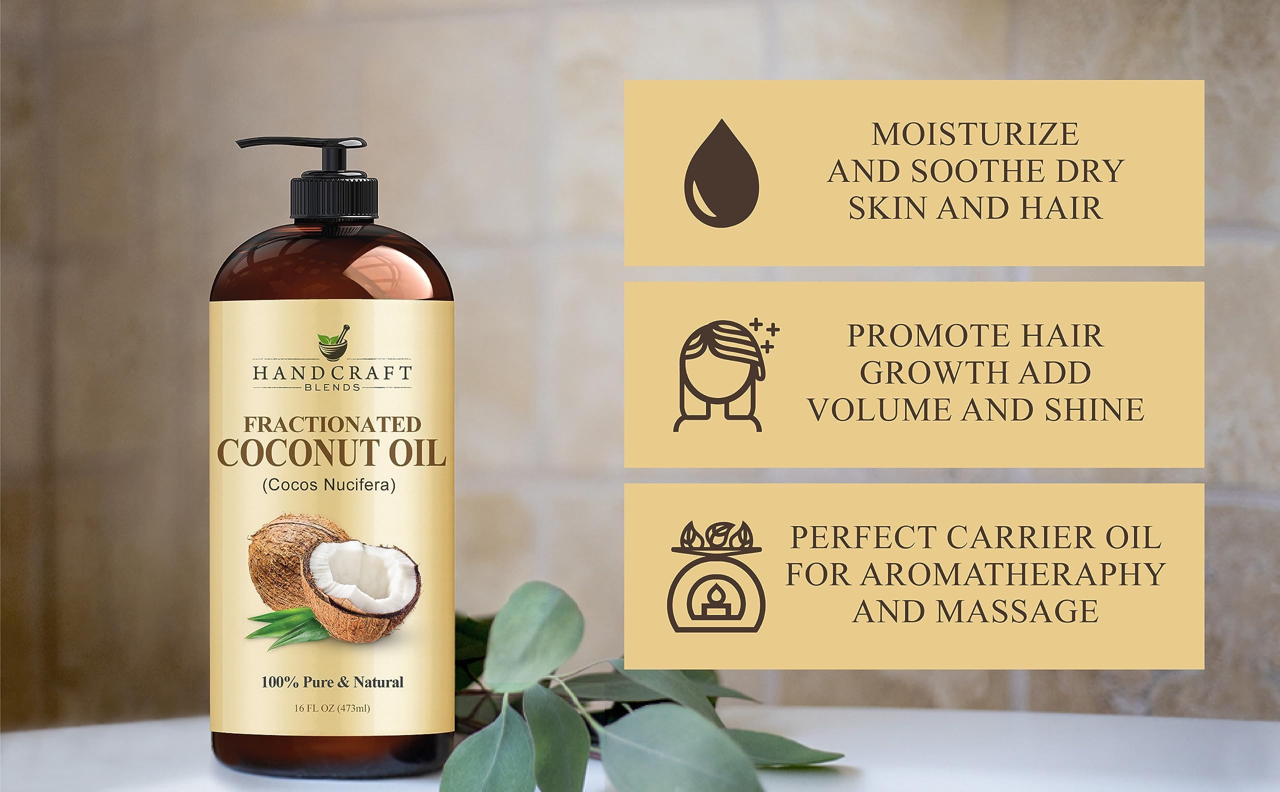 Handcraft Blends huile coco fractionnée, adaptée pour chiens et animaux