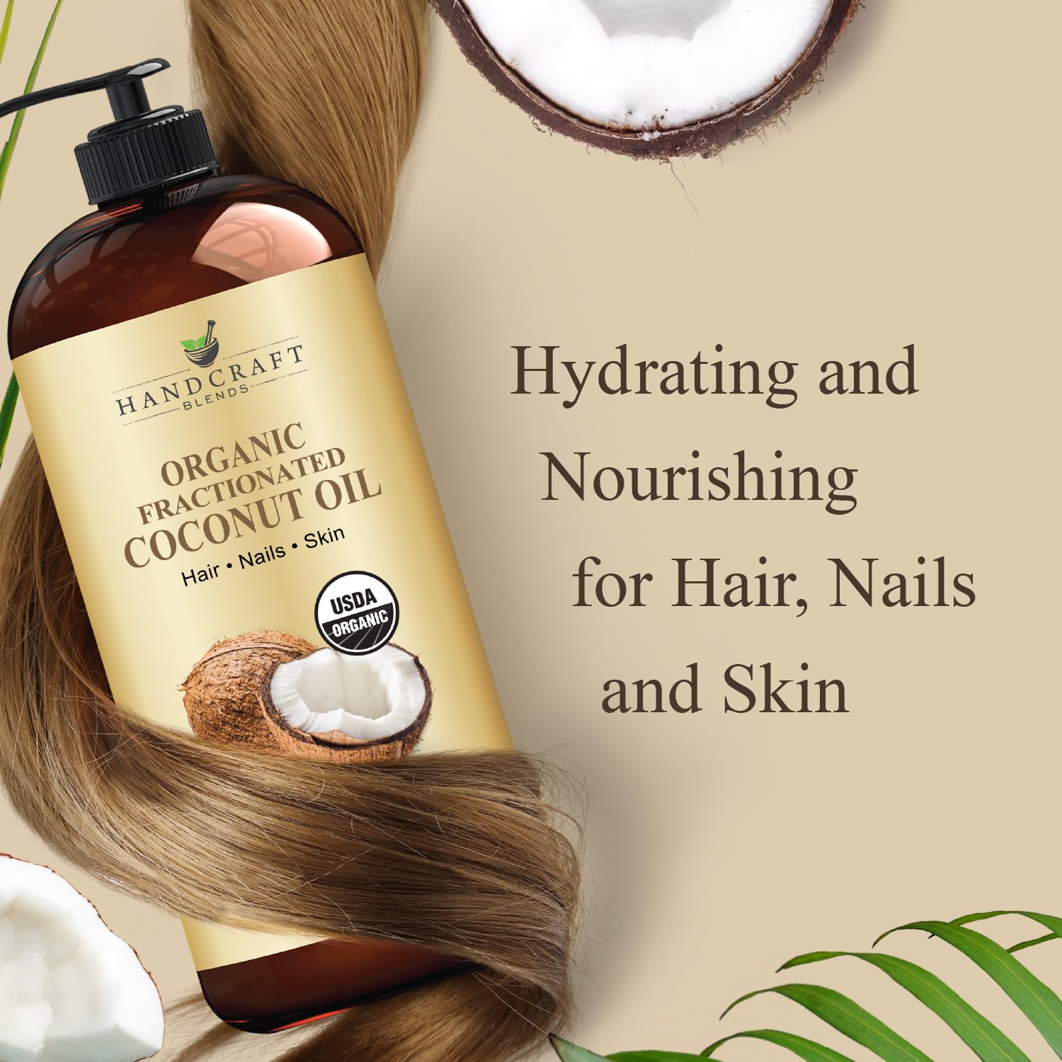 Végane – Handcraft Blends huile coco fractionnee, pur et sans produits d'origine animale.
