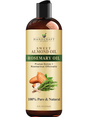 Huile d'amande douce Handcraft Blends en bouteille de 8 oz, hydratation légère et polyvalente.