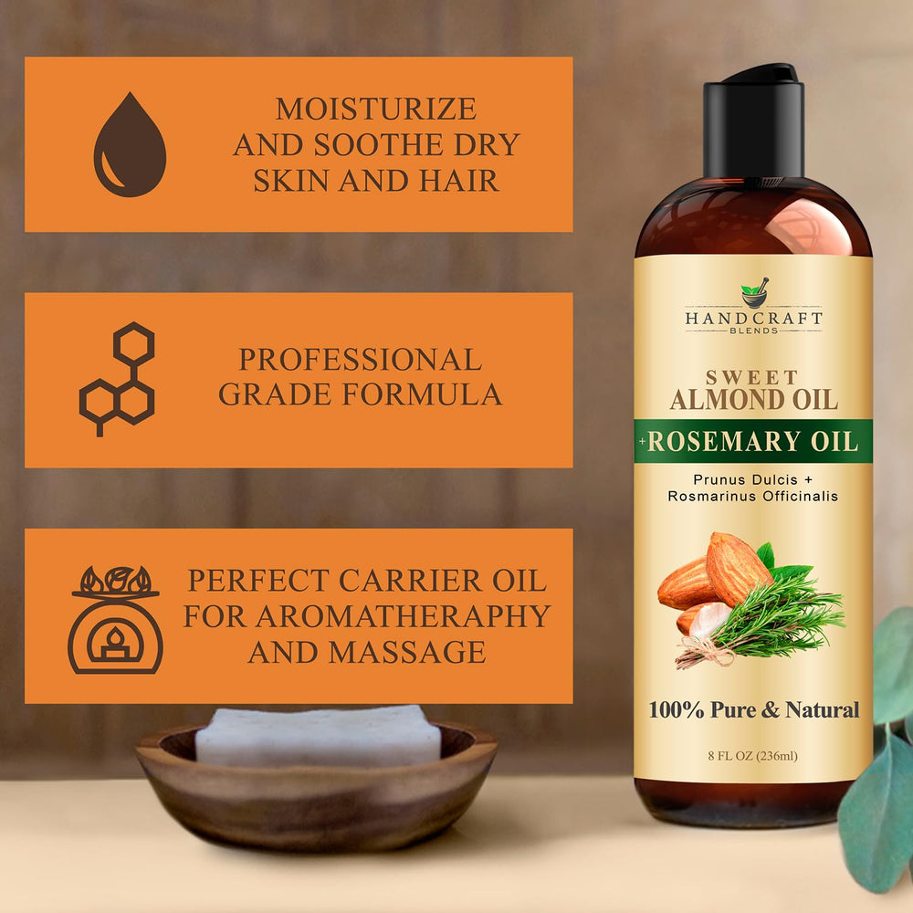 Handcraft Blends huile d'amande douce romarin pour cheveux revitalisés.